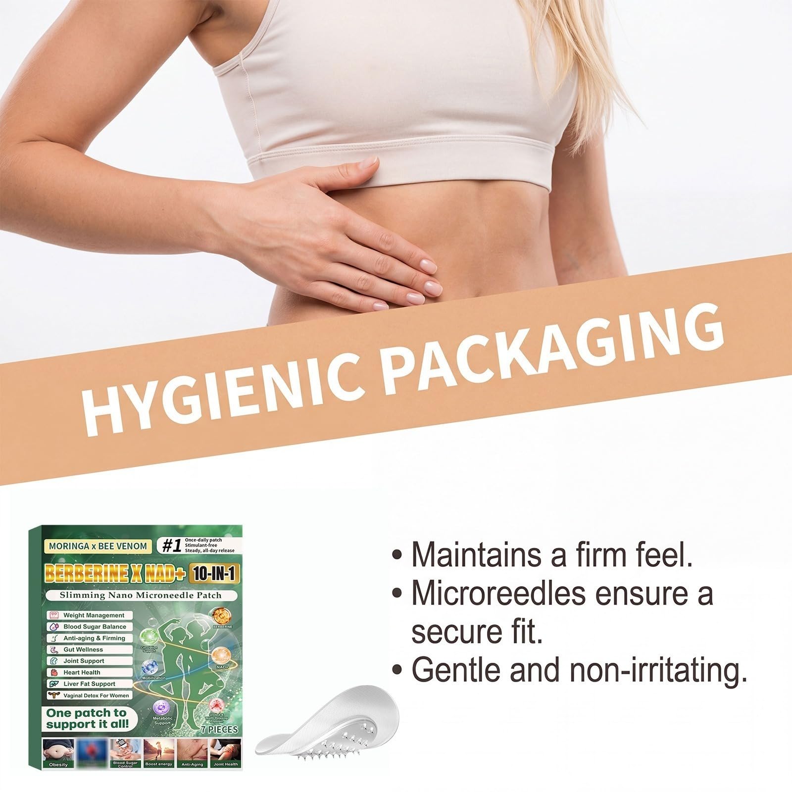 Plastry odchudzające z moringą, plastry berberynowe i nano-igły | Plastry moringa 10 w 1, wyszczuplające i ujędrniające skórę, naturalne składniki, unisex, zestaw 7 sztuk