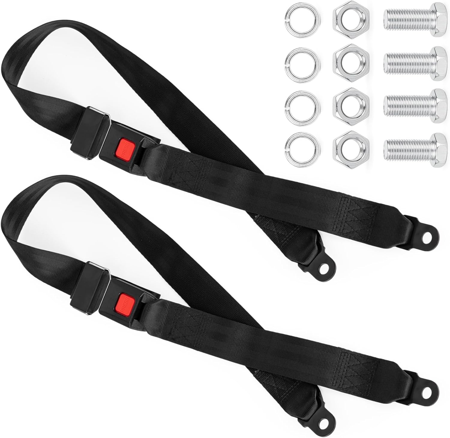 Universal Golf Cart Seat Belt Adjustable, 2 Pack Golf Cart Seat Lap Strap Belts Kit Universal Golf Cart Belt Kit Front Rear for Yamaha UTV EZGO, Club Car, Go Kart Not Include Bolts