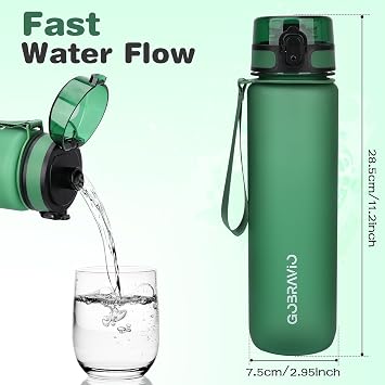 Water Bottle 1l, Drinking Bottle BPA Free, Sports Bottle Leakproof Dishwasher Safe Water Bottle for Teenager, Adult, Sports, Hiking, Gym, Outdoor, School & Office