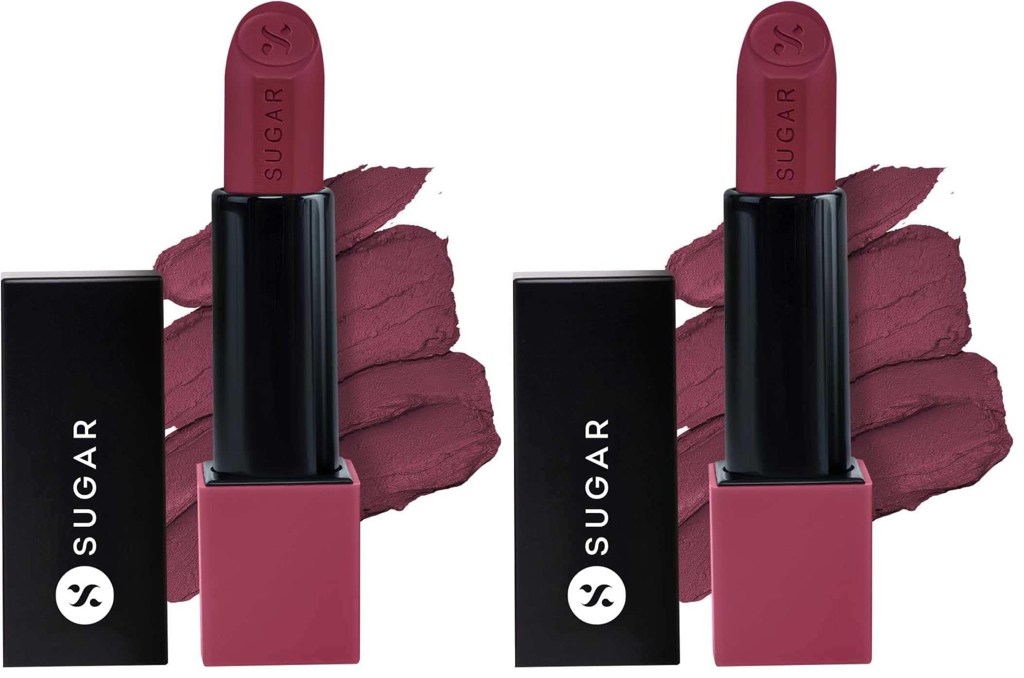 SUGAR Cosmetics Glide Peptide Serum Lipstick with Hyaluronic Acid & Vitamin E | Velvet Matte Lipstick for Indian Skin | 1-Swipe Full Coverage | 4.2gm - 06 Moscow Mulberry (Pack of 2)-picture-25