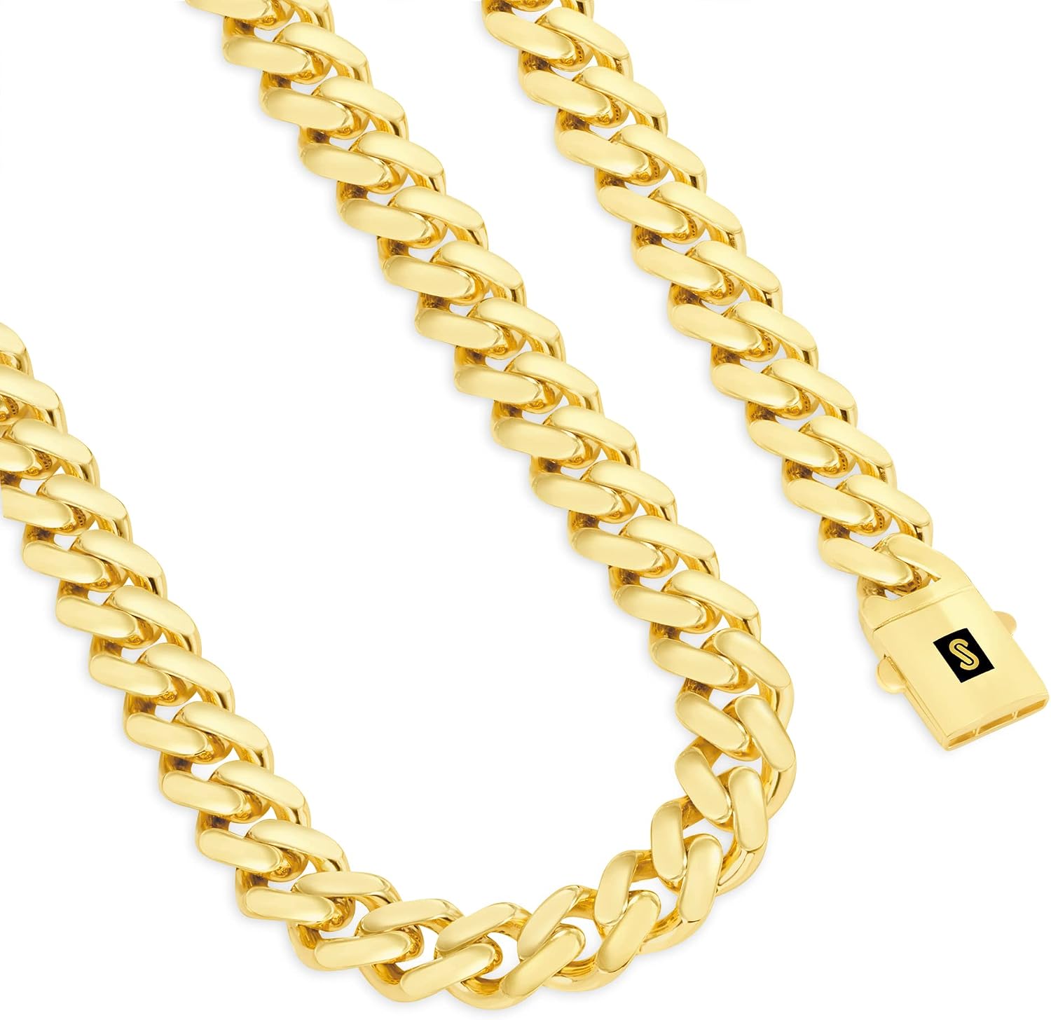 Nuragold 10k Real Yellow Gold Royal Monaco 20mm Miami Cuban Link Necklace (24"-30") Italian Jewelry for Men