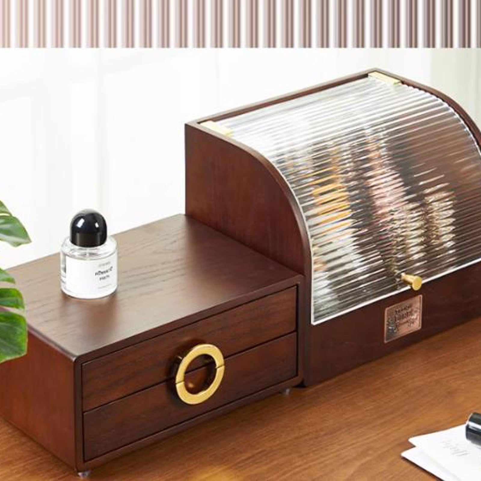 Organizzatore per Il Trucco, Organizzatore per Il Trucco Scatola per Cosmetici da Tavolo a 3 Strati Organizzatore per Il Trucco, Organizzatore per Il Trucco da Tavolo con separazione in legn