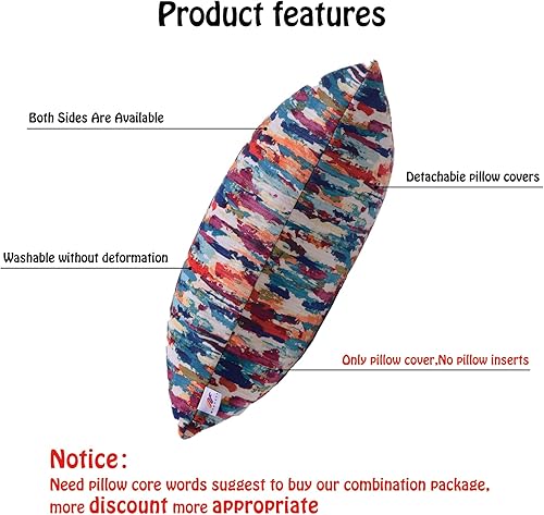 Miniatura 6 de Juego de 2 fundas de almohada decorativas de 16 x 16 pulgadas, fundas de almohada de otoño azules y naranjas, almohadas multicolor para sofá, sala