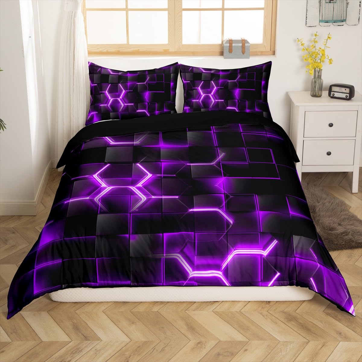 Parure De Lit 100 % Coton Avec Housse De Couette à Motif