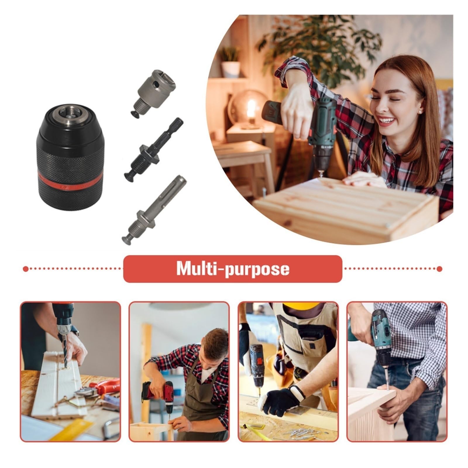2/1PC uchwyt wiertarski Heavy Duty 1/2-20UNF Adapter uchwytu wiertarskiego 1.5-13mm konwerter szybkiej wymiany uchwyt sześciokątny/SDS/narzędzia gniazdowe (Color : 1PC Set C)