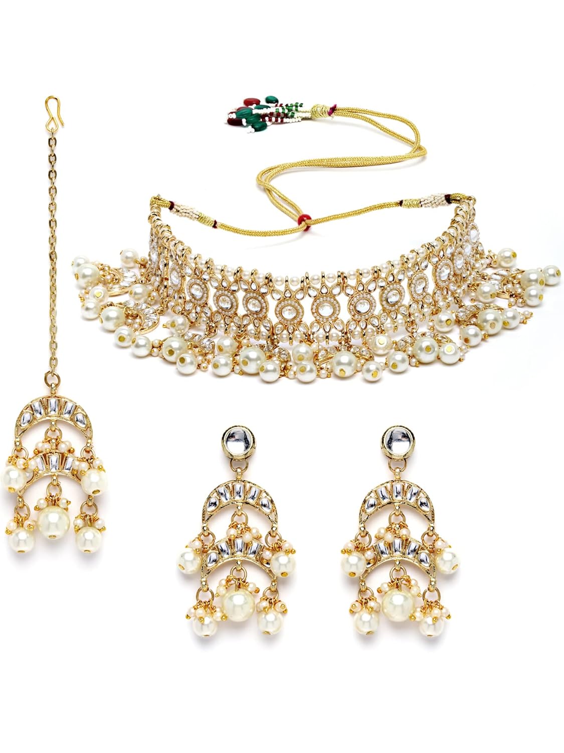 Karatcart Gold Plated Pearl Beaded Choker Necklace Set