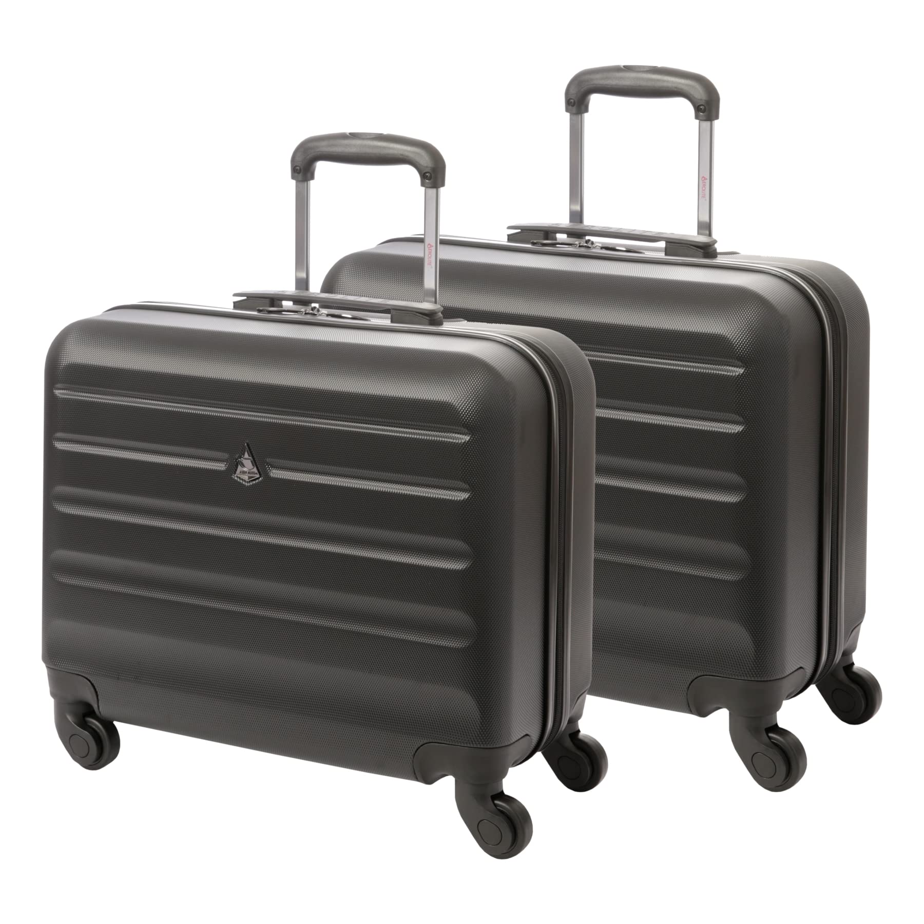 AeroliteHard Shell Rolling Padded Laptop Case Bag on 4 Wheels - Fits up to 15.6", Overnight Trolley Business Hand Cabin Luggage Case 2X Black