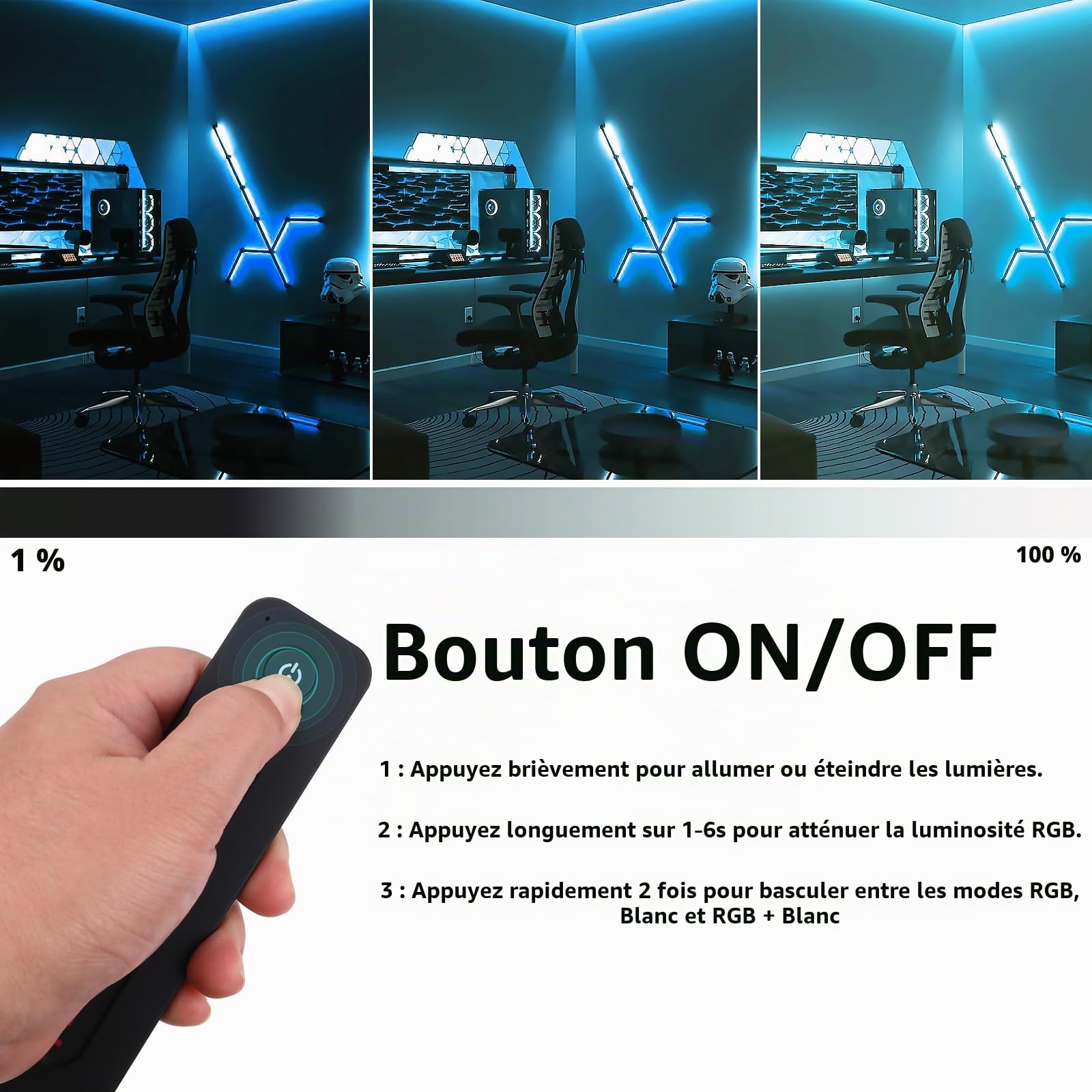 JOYLIT Contrôleur LED RGBW avec Télécommande RF 2.4GHz, DC 12-24V 4CH X 4A/CH, 192W-384W pour SMD COB RGBW, RGB, CCT, Gradation Mono Couleur (VP + R14)