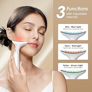 AZMAVO Facial and Neck Massager for Face, Neck & Eye - Skin Lifting & Firming - Wrinkle & Dark Circle Reducer - at Home Skin Care Face Sculpting Tool and Neck Massager