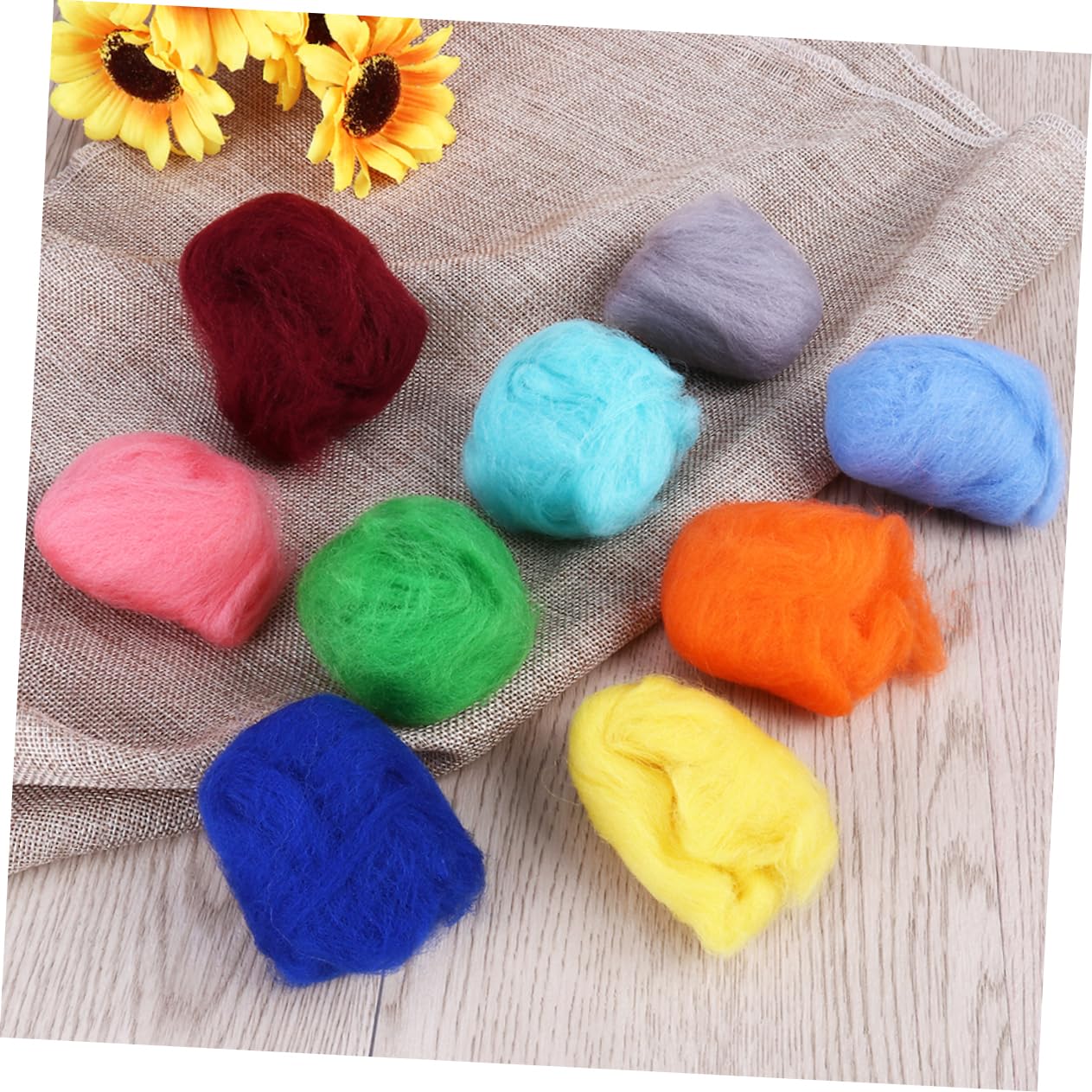 STOBOK Farben Filzwolle mit Wollvlies und Filzfaservlies für Nadelfilzen DIY Projekte Wollgarn zum Filzen für Tiere Schmuck Trocknerbälle Wandbehänge Webprojekte Zufällige Farbe