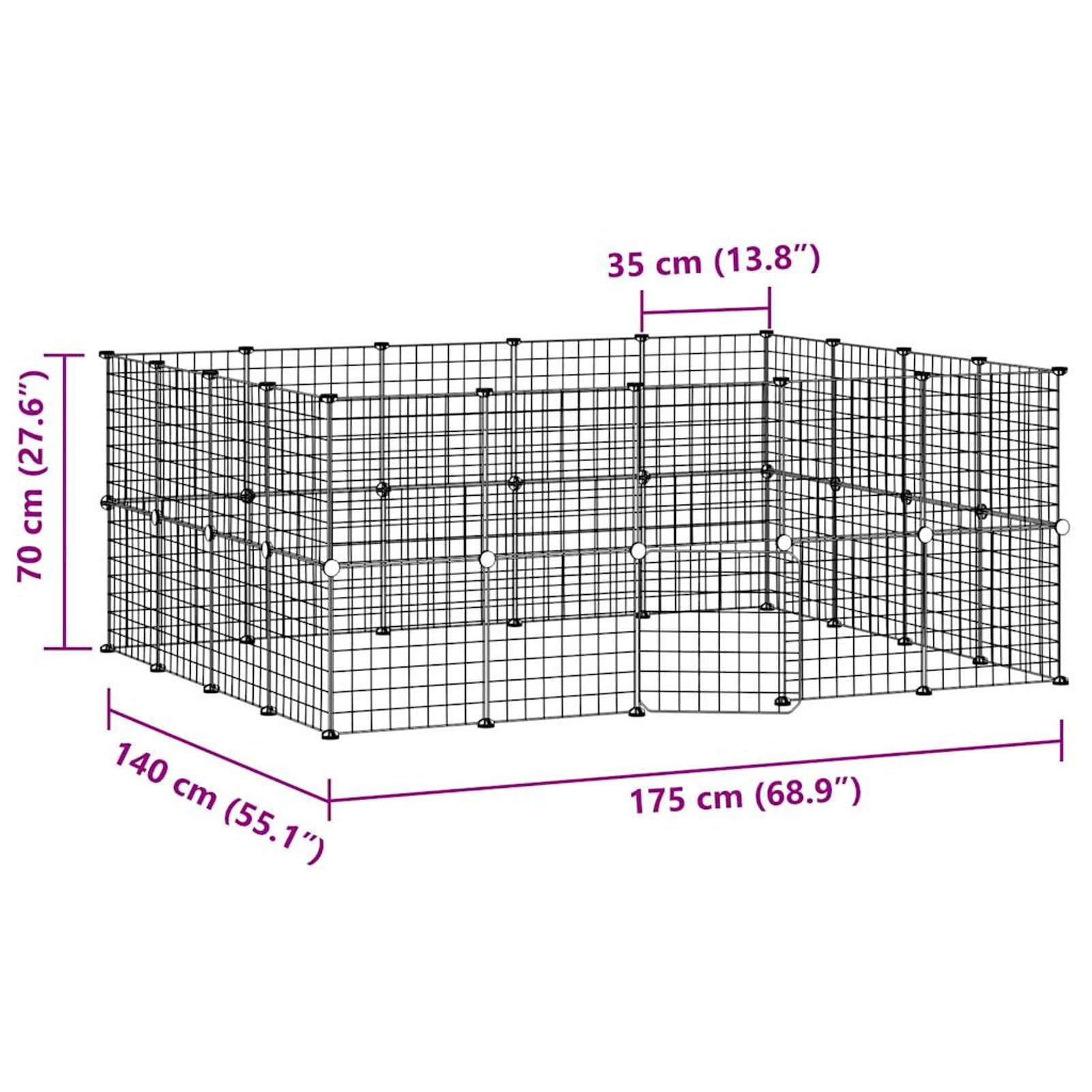 Jaula para Mascotas de 36 Paneles Puerta, Xichuzi Jaula Cobaya, Jaulas para Conejos, Valla para Mascotas, Recinto para Conejos, Cosas para Conejos, Parque para Conejos, Acero Negro 35x35 cm