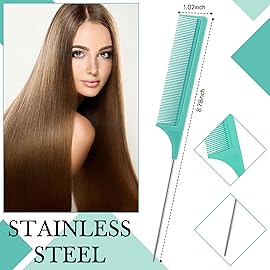 Geiserailie 3 Pcs Slick Back Hair Brush Set Bristle Brush Edge Control Teasing Comb for Women Black Hair(Cyan)