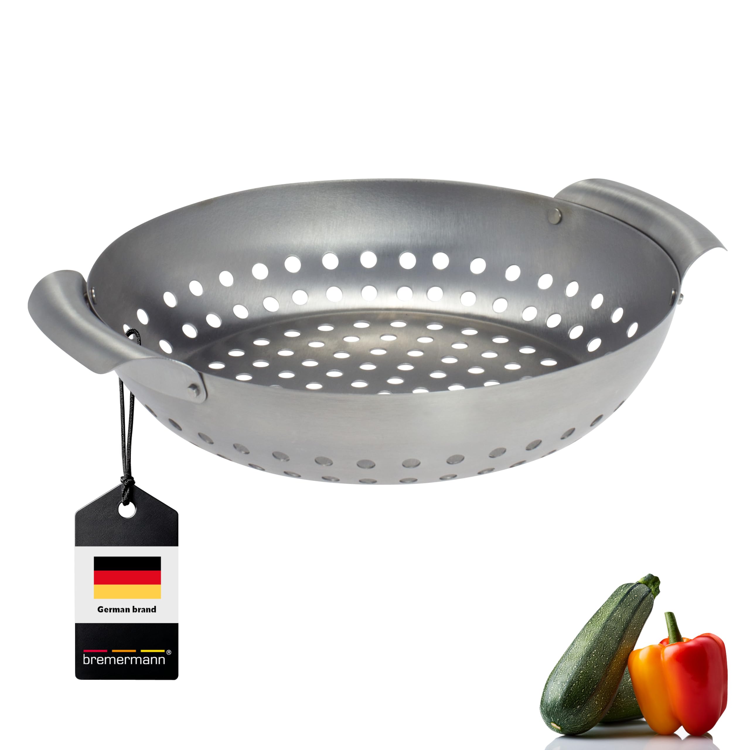 Bremermann Grill Basket, Round, 27 cm x 6 cm x 22.5 cm, stainless steel grill pan, grill plate