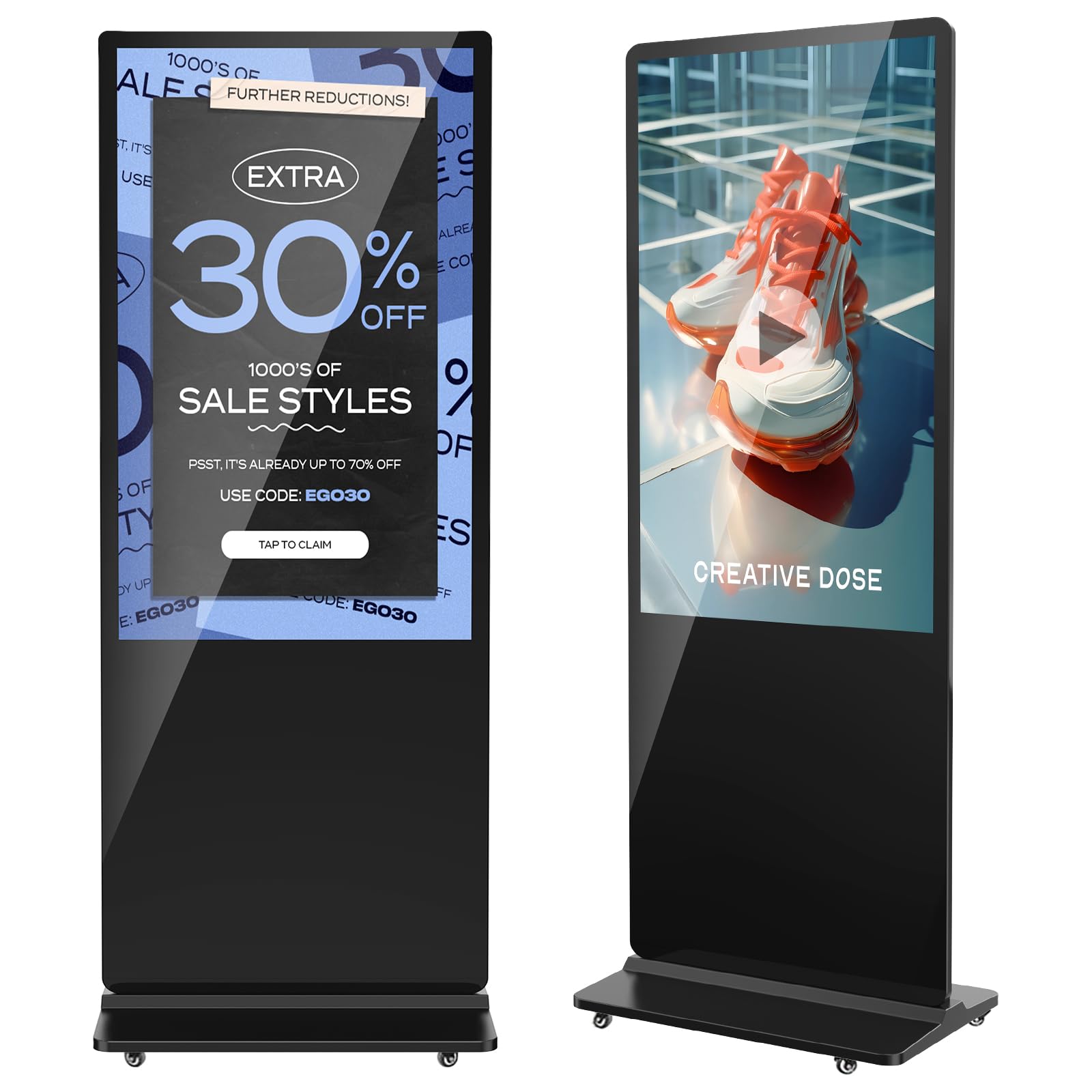 JIYANG 55 Inch 4K Digital Signage Display,Indoor Floor Standing Digital Kiosks,Commercial Advertising LCD Totem Android System Auto Media Player HDMI