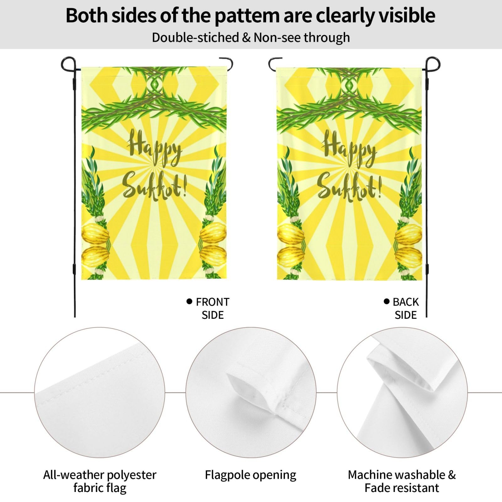 Gartenflagge „Happy Sukkot“ – 30,5 X 45,7 Cm, Doppelseitig, Polyester, Wetterfest, Für Terrasse & Garten