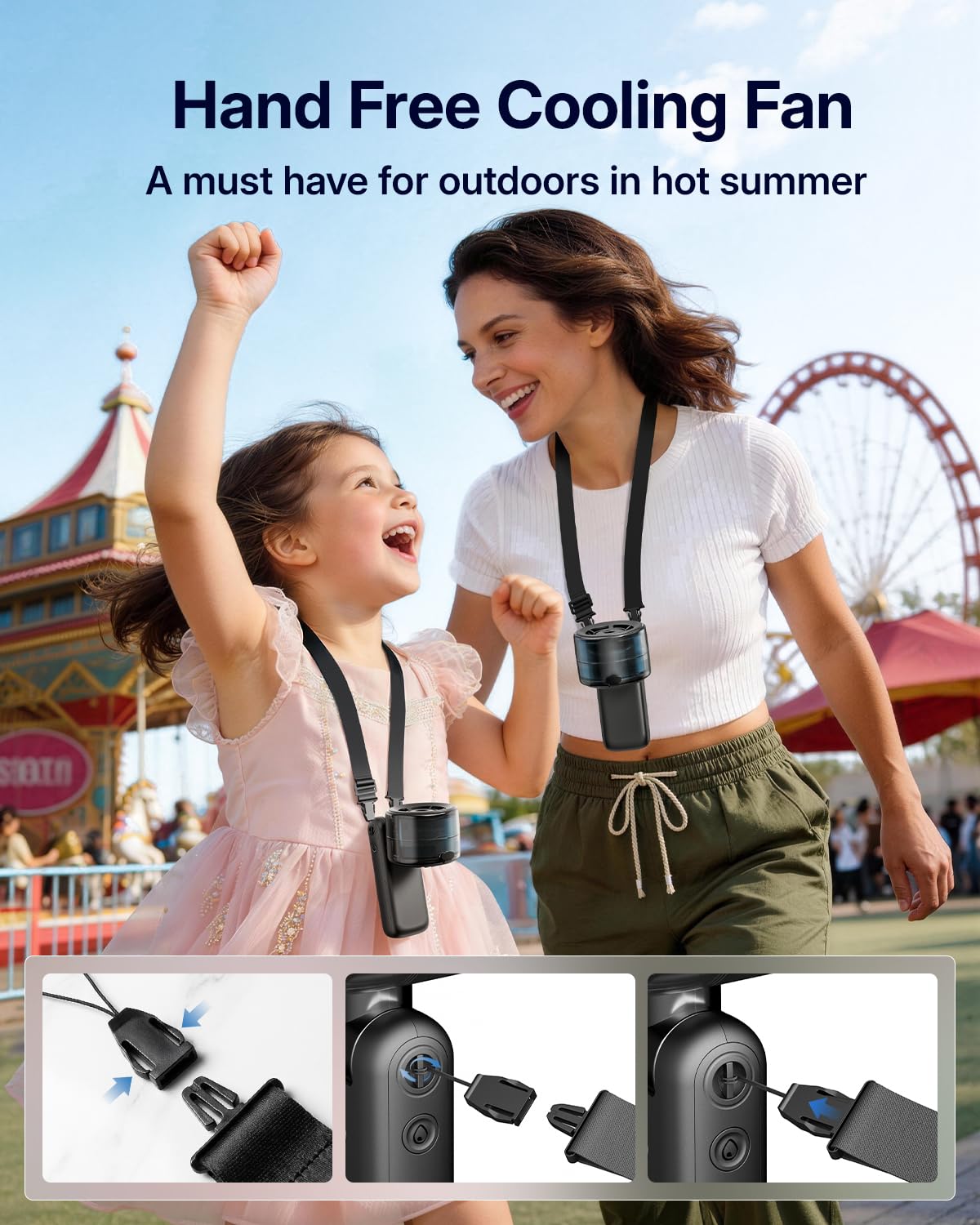 Bearwind Ventilateur brumisateur portable – Ventilateur turbo portable avec pulvérisation de brume froide, 4000 mAh rechargeable, 5 vitesses, brumisateur d'eau pliable personnel pour voyage d'été - 5