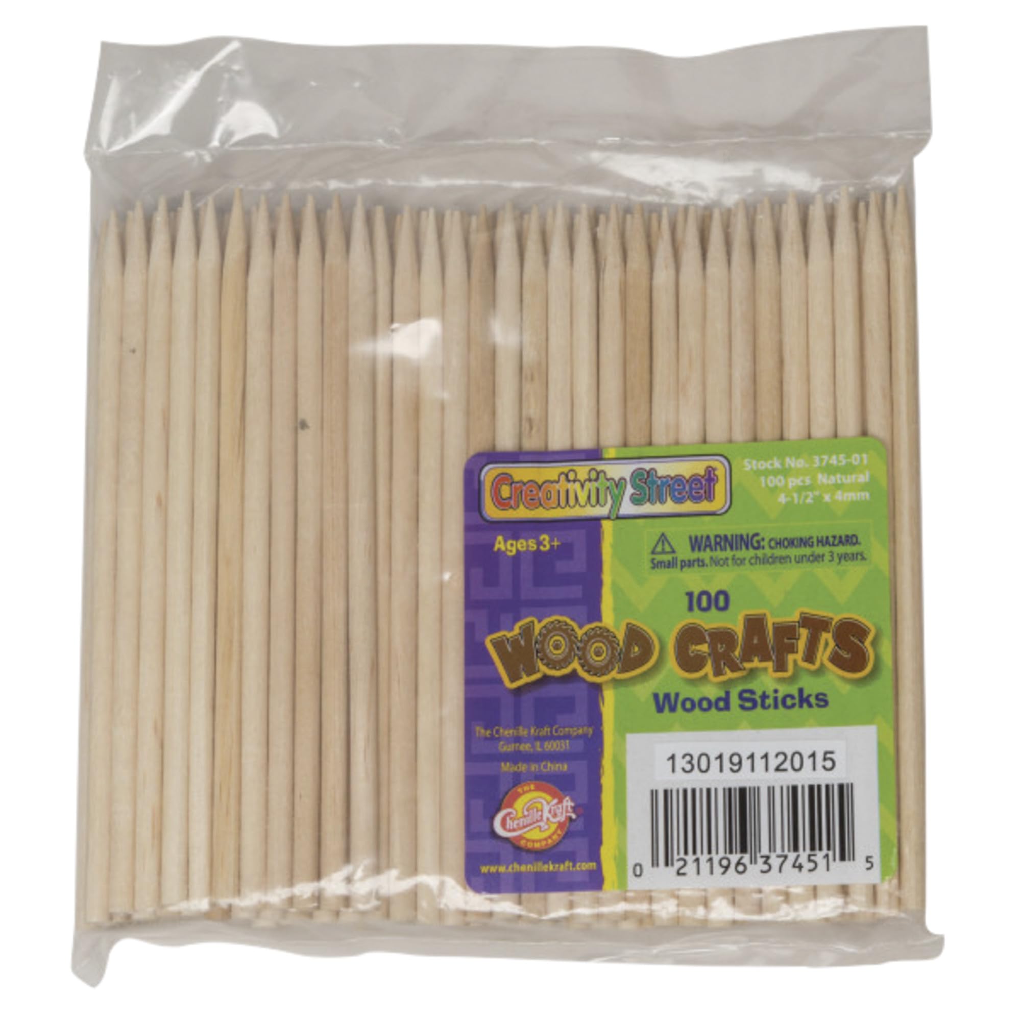 Creativity Street Wood Multi-Purpose Stylus Stick, 4-1/2 Inch, Pack of 100