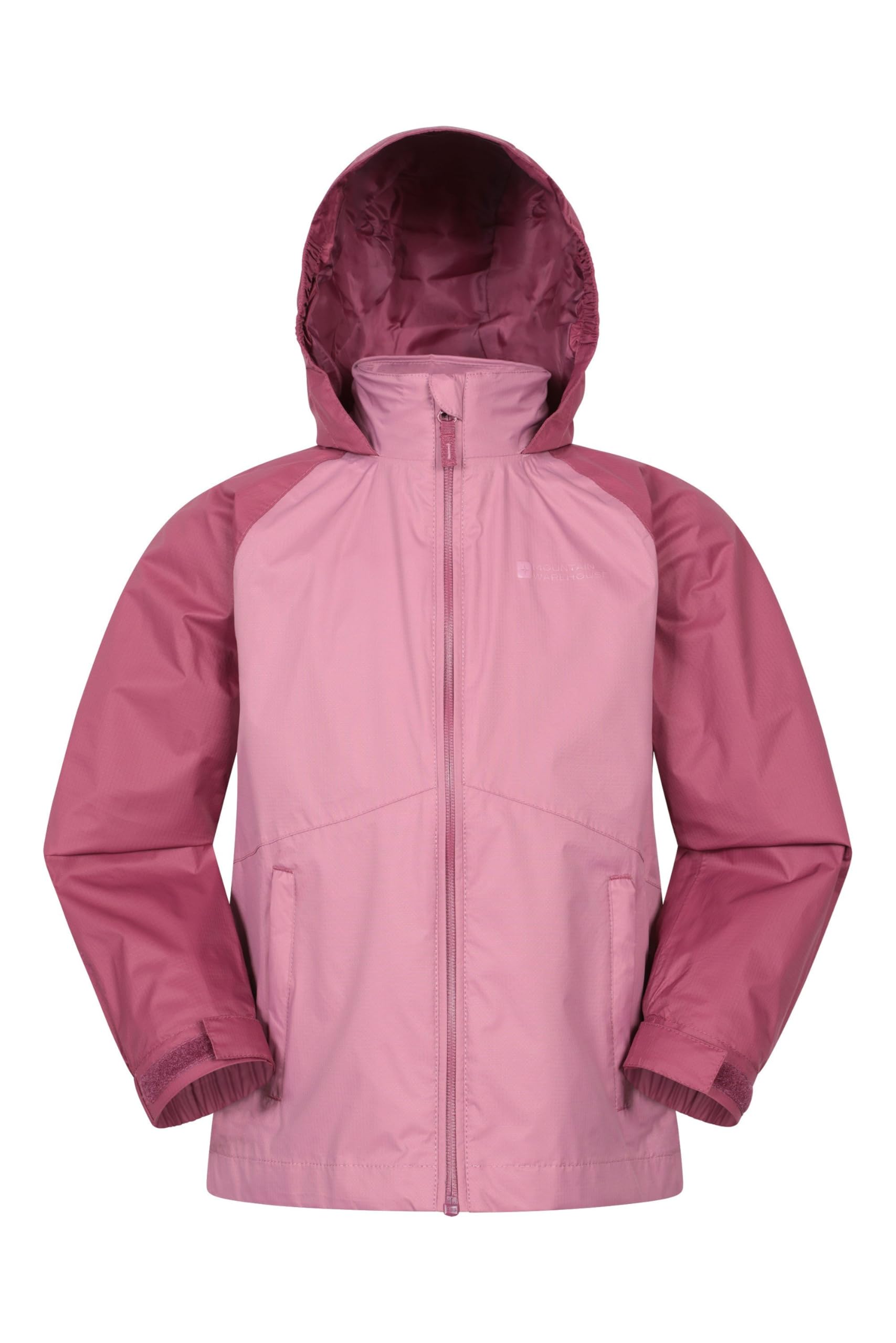 Mountain Warehouse Torrent II Kids Waterproof Jacket - Ripstop Outer Rain Coat, Taped Seams, Zipped Pockets - Spring Summer, Travelling, Camping Pink (Lightweight) Kids Size 11-12 Years