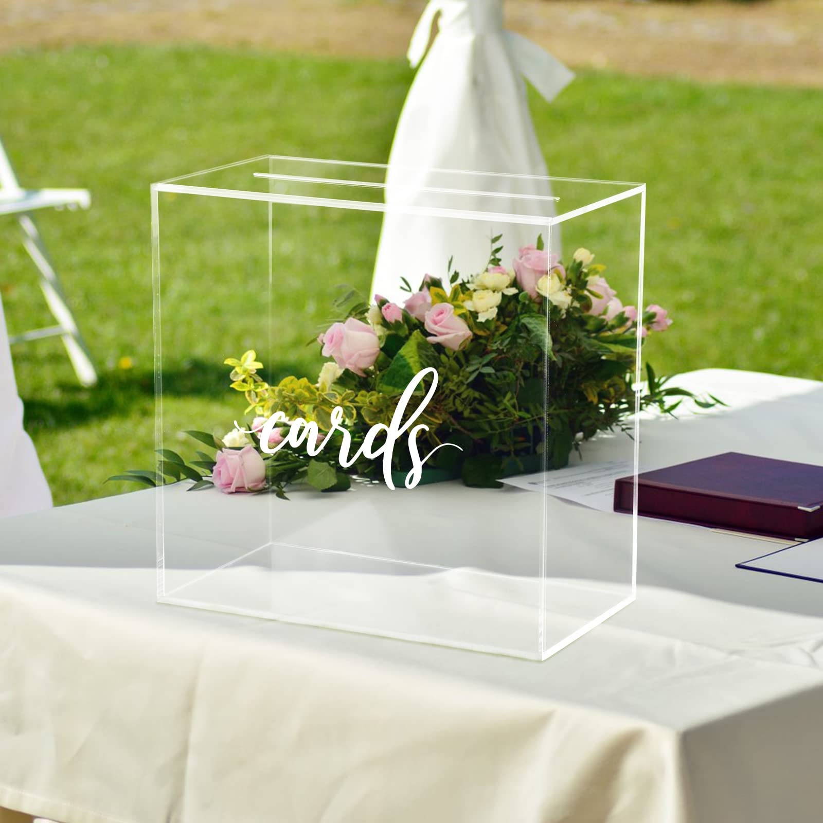 Acryl Kartenbox Hochzeit mit Schlitz Elegante Große Blanko Klar Geschenkkarten-Boxen für Empfang, Party, Spardose, Wishing Well Abschluss, Geburtstag, Babyparty