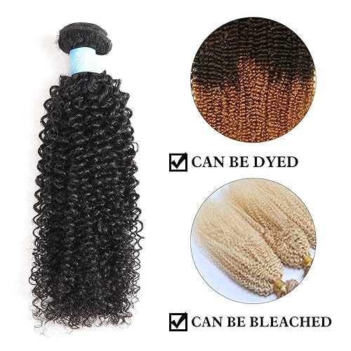 Miniatura 3 de BLY Extensiones de cabello humano rizado mongol 7A, 22 pulgadas, trama de tejido de cabello sin procesar para mujeres negras, color natural