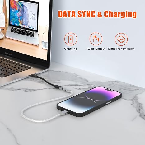 3.3FT iPhone Charging Extension Cable,Nylon Braided Lightning Extender Dock Cable Adapter for iPhone 14 Pro 13 Pro Max 12 11 X XR 8 7 6 Male to Female Extension Cord Pass Video,Data,Audio,OTG
