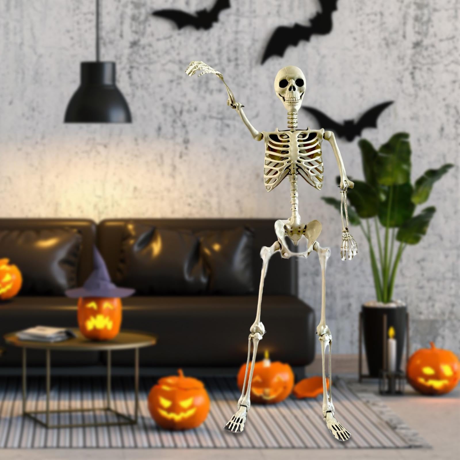 Decorazione Scheletro di Halloween, Ornamento Decorativo Flessibile con Giunti Mobili per Progetti Scolastici, Feste a Tema E FESTIVITÀ, 170 Cm