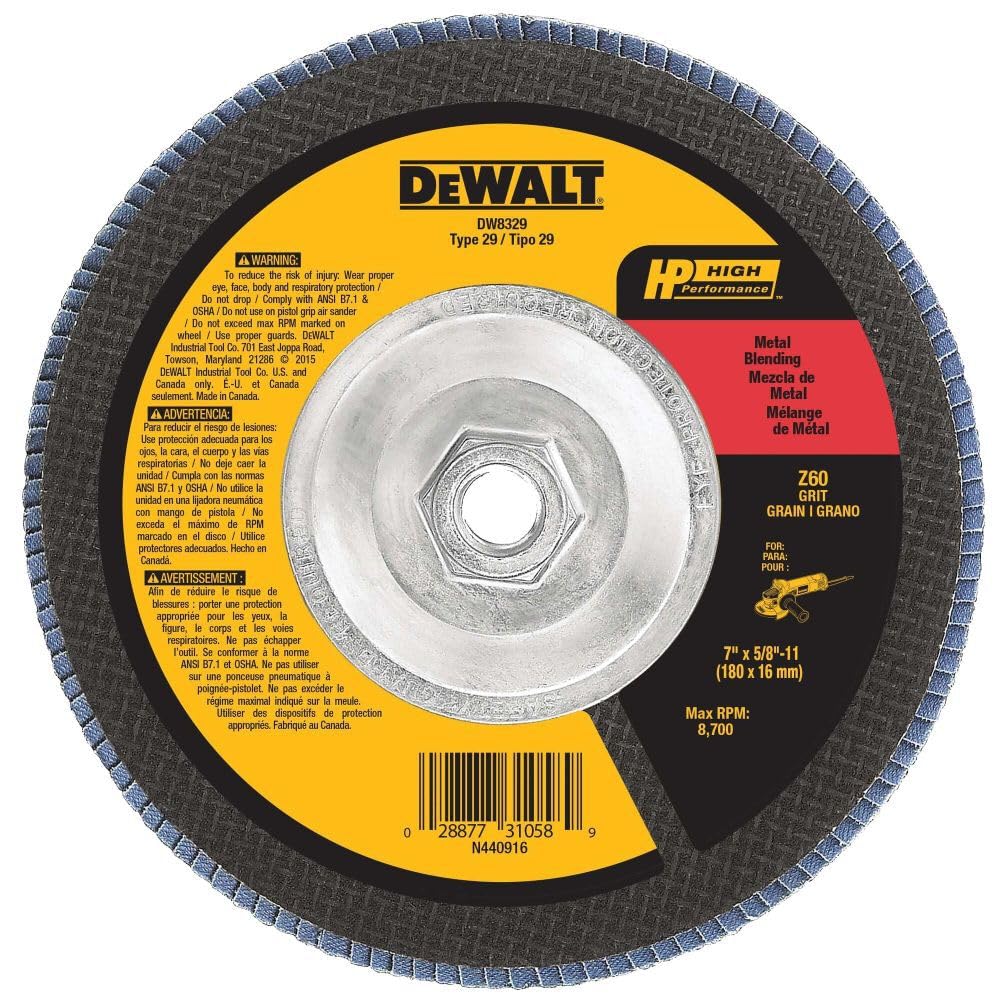 Disque à lamelles DEWALT DW8329 grain 60 en oxyde de zirconium 17,8 cm pour meuleuse