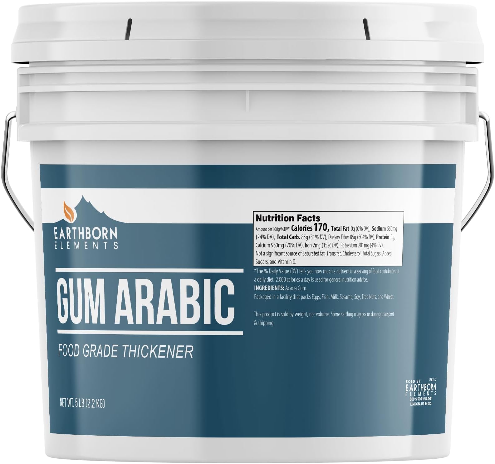 Gum Arabic (1 Gallon), Acacia, Multitude of Uses, Resealable Bucket (5 Pound)