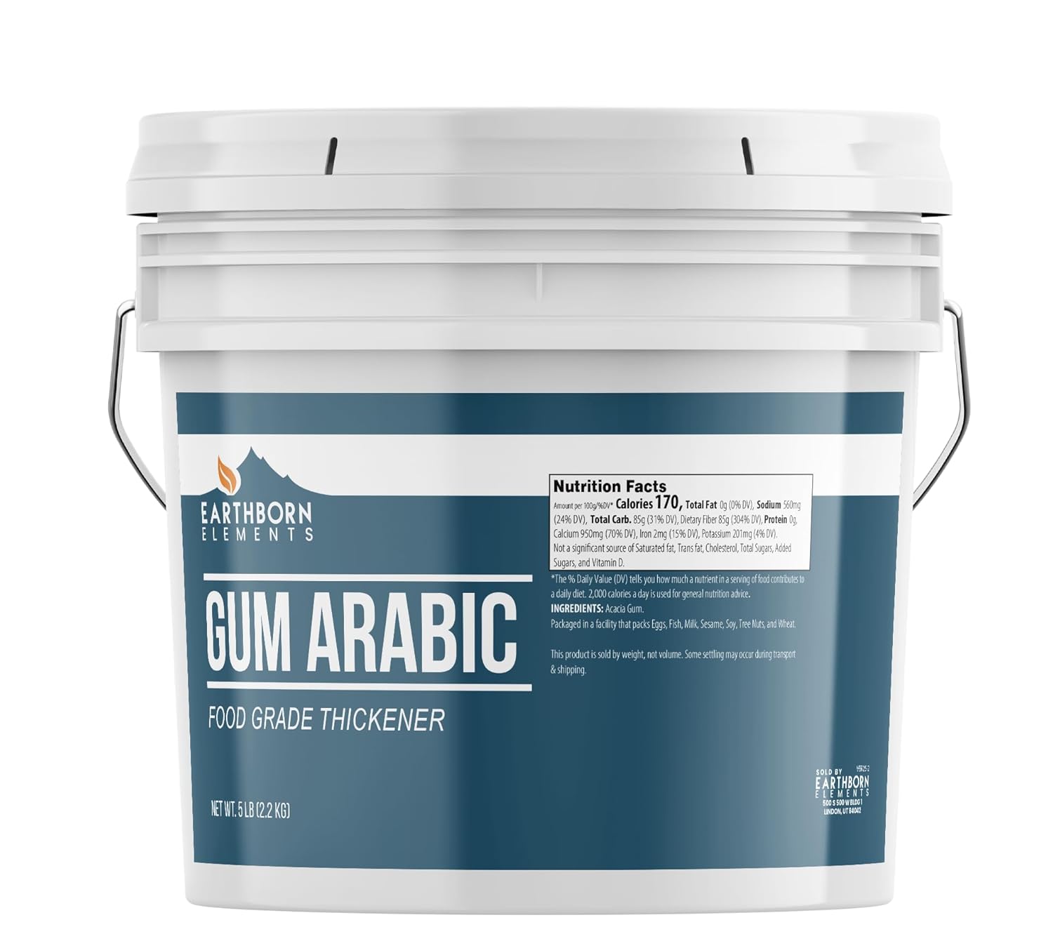 Earthborn Elements Gum Arabic (1 Gallon), Acacia, Multitude of Uses, Resealable Bucket (5 Pound)