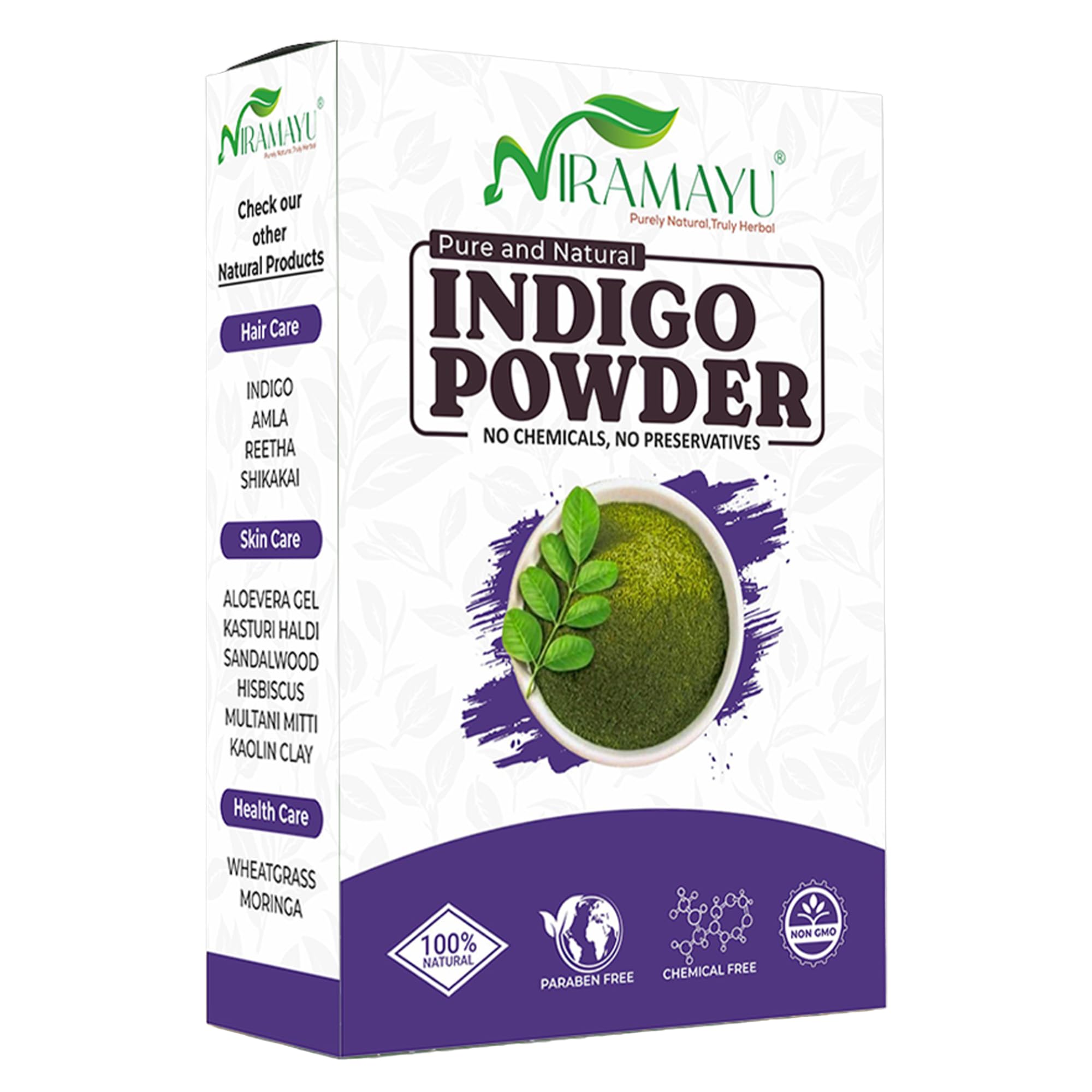 Niramayu Indigo Powder For Black Hair | 200gm | Chemical Free, Long Lasting Natural Colour, Soft Shiny & Healthy Hair, Natural, Paraben-free, Non-GMO (Black)-picture-37