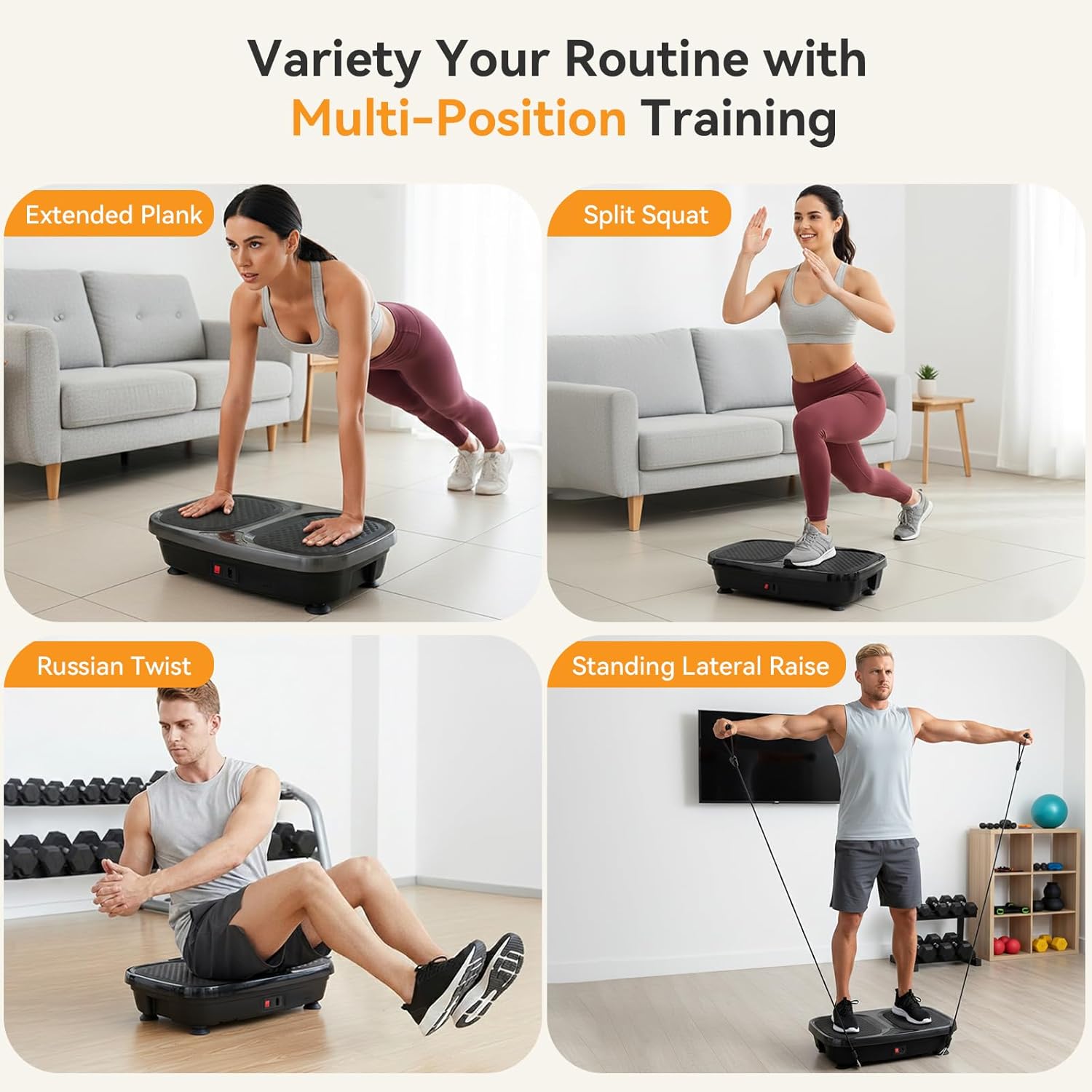 NEWBULIG Vibration Plate, Whole Body Workout, Vibrating Platform with LED Touch Screen & Pull Ropes for Weight Loss & Muscle Toning, Home Gym Fitness Equipment with Remote Control for Women Men
