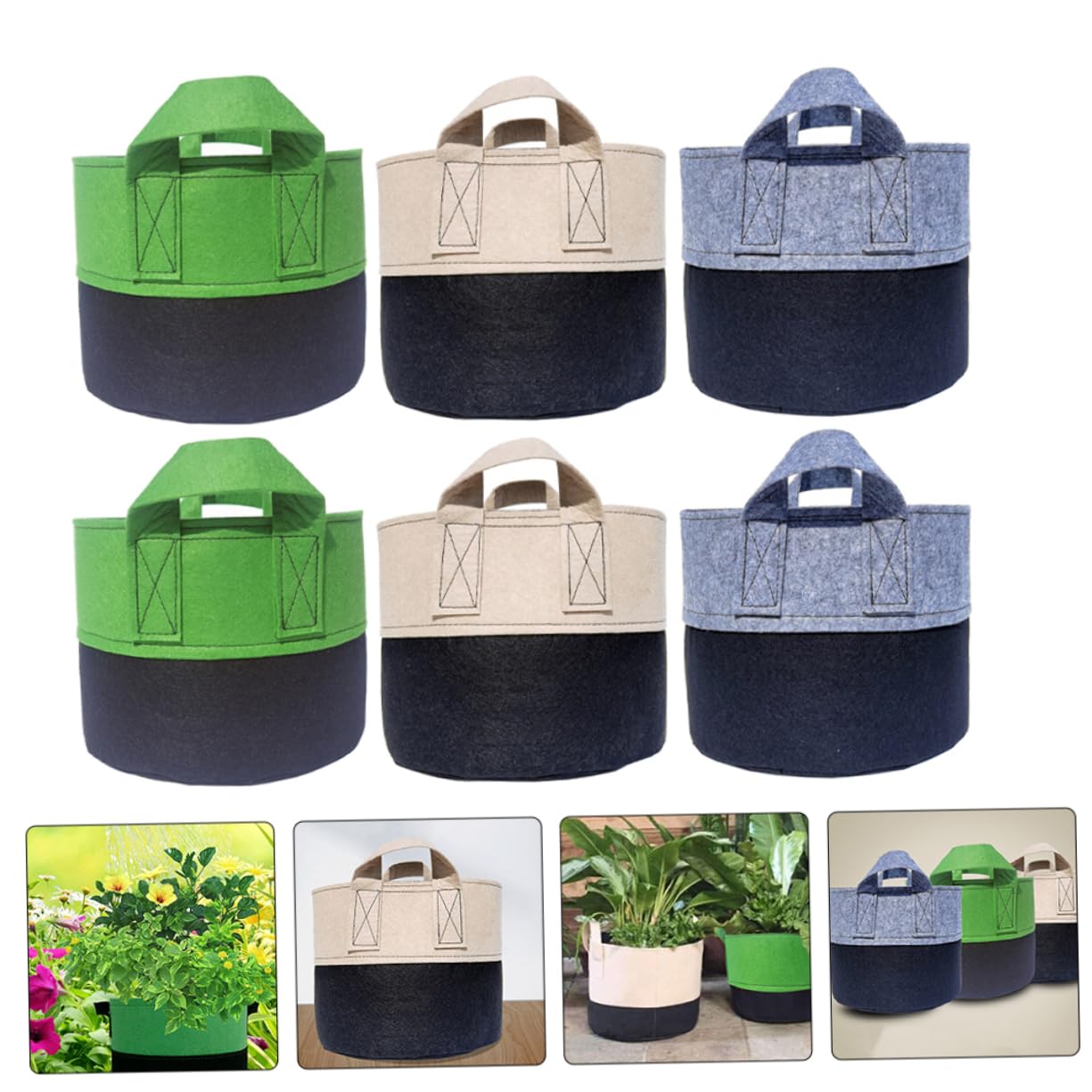 6piezas Bolsas De Cultivo De Plantas De Fieltro Macetas Transpirables para Jardín Tiesto para Verduras y Flores Cultivo Interiores y Exteriores