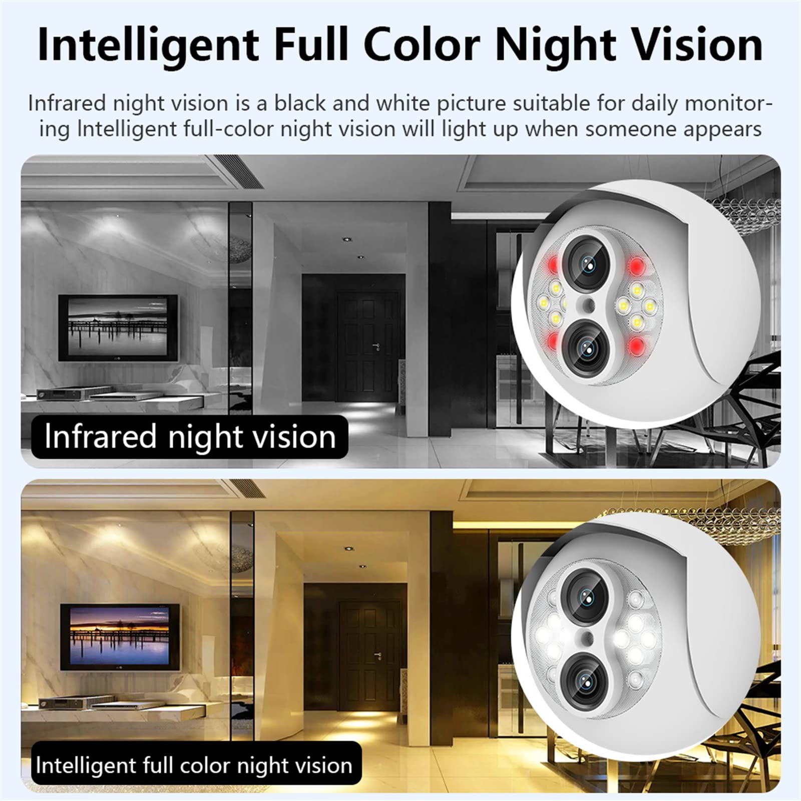 Caméra Ampoule Full HD 4MP Zoom 10X Double Objectif E27 Ampoule Caméra De Surveillance WIFI Suivi Automatique 360 PTZ Caméra IP Couleur Vision Nocturne Sécurité IP CCTV
