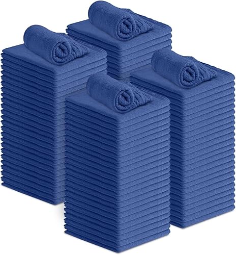 Linteum Textile (100 unidades, 12 x 14 pulgadas, azul) Toallas de algodón para tienda, trapos absorbentes y toallas de limpieza multiusos para