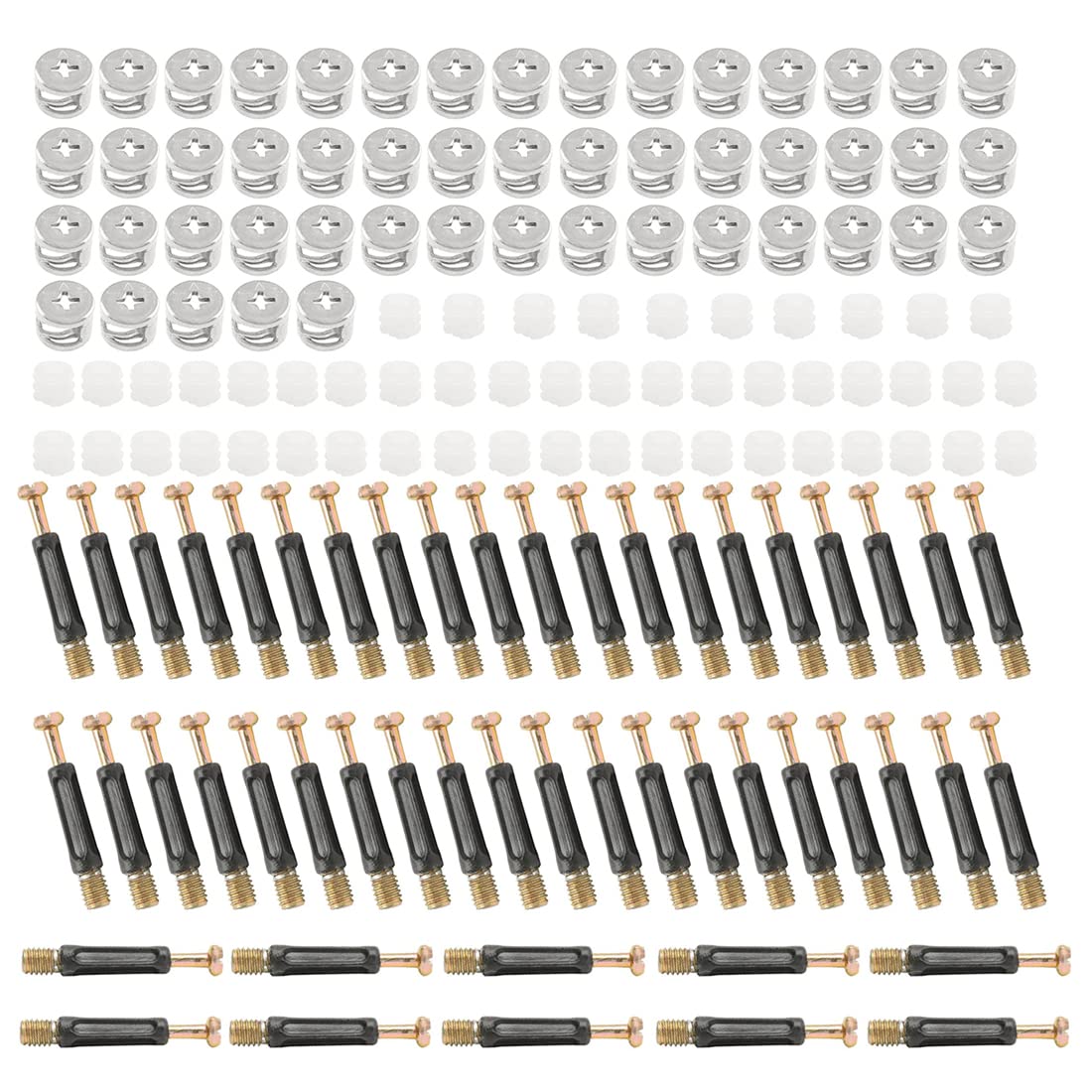 50 Sets 3 in i Furniture Connection Kit,Cam Lock Fitting with Dowel Pre-Inserted Bolts, Furniture Fastener Screws Nut,Dowel Cam Screws Connectors for Bookcase,Wardrobe Board, Drawer and Cabinet