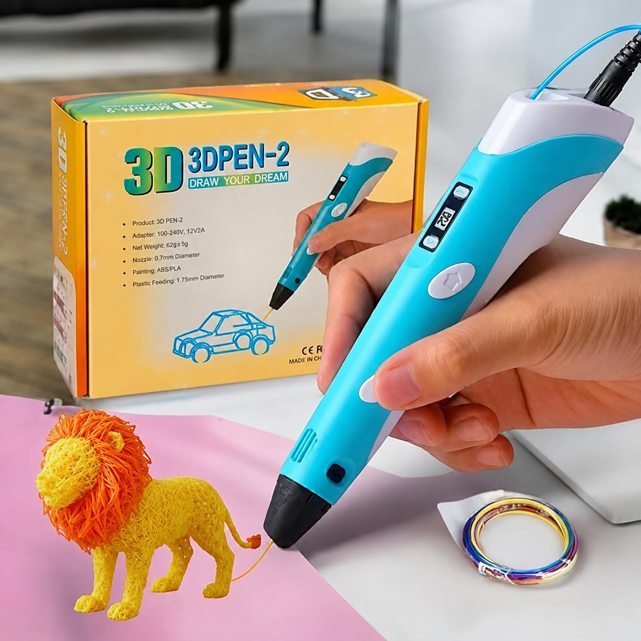 3D Printing Pen with LCD Display for Kids & Adults, Adjustable Temperature & Speed Control | Professional 3D Drawing Pen Kit with PLA Filament Refills USB Cable & Stand (3D Pen)-image-41