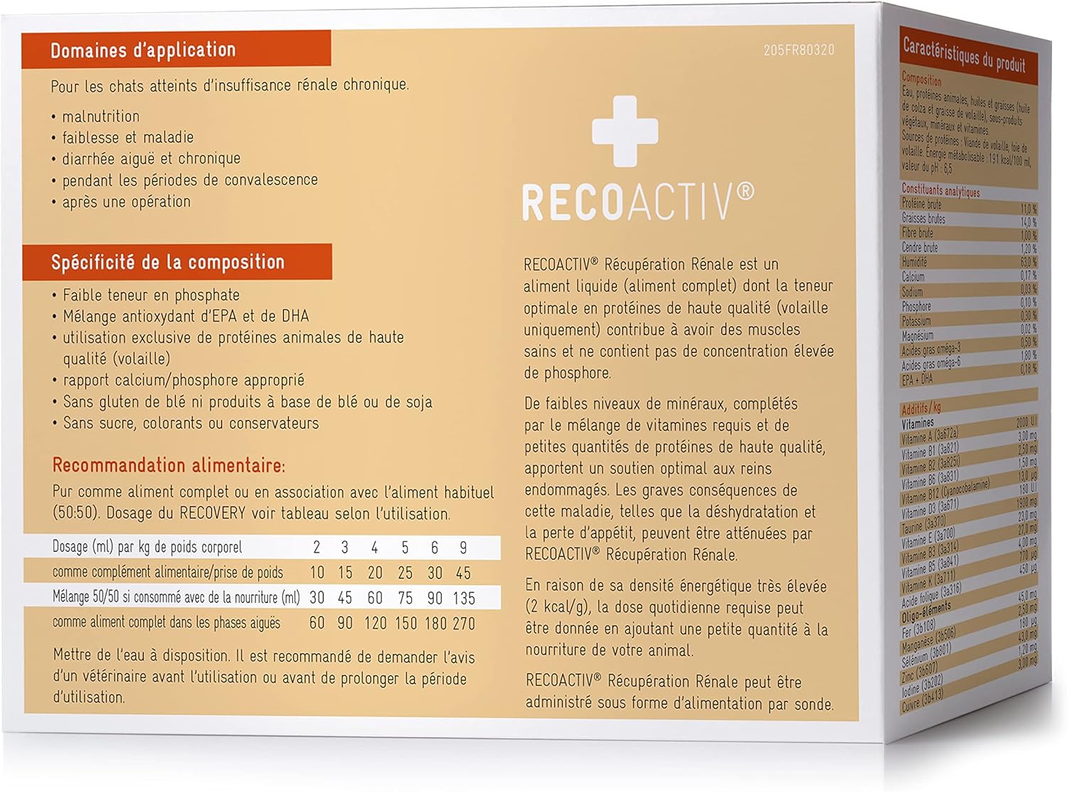RECOACTIV Recovery Renal pour Chats, 3 x 90 ML, Aliment diététique Complet à Haute teneur en Calories pour Le Dysfonctionnement rénal et l'augmentation des Besoins énergétiques
