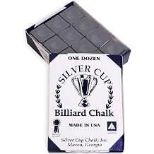 SILVER CUP Billiard CHALK - ONE DOZEN Charcoal