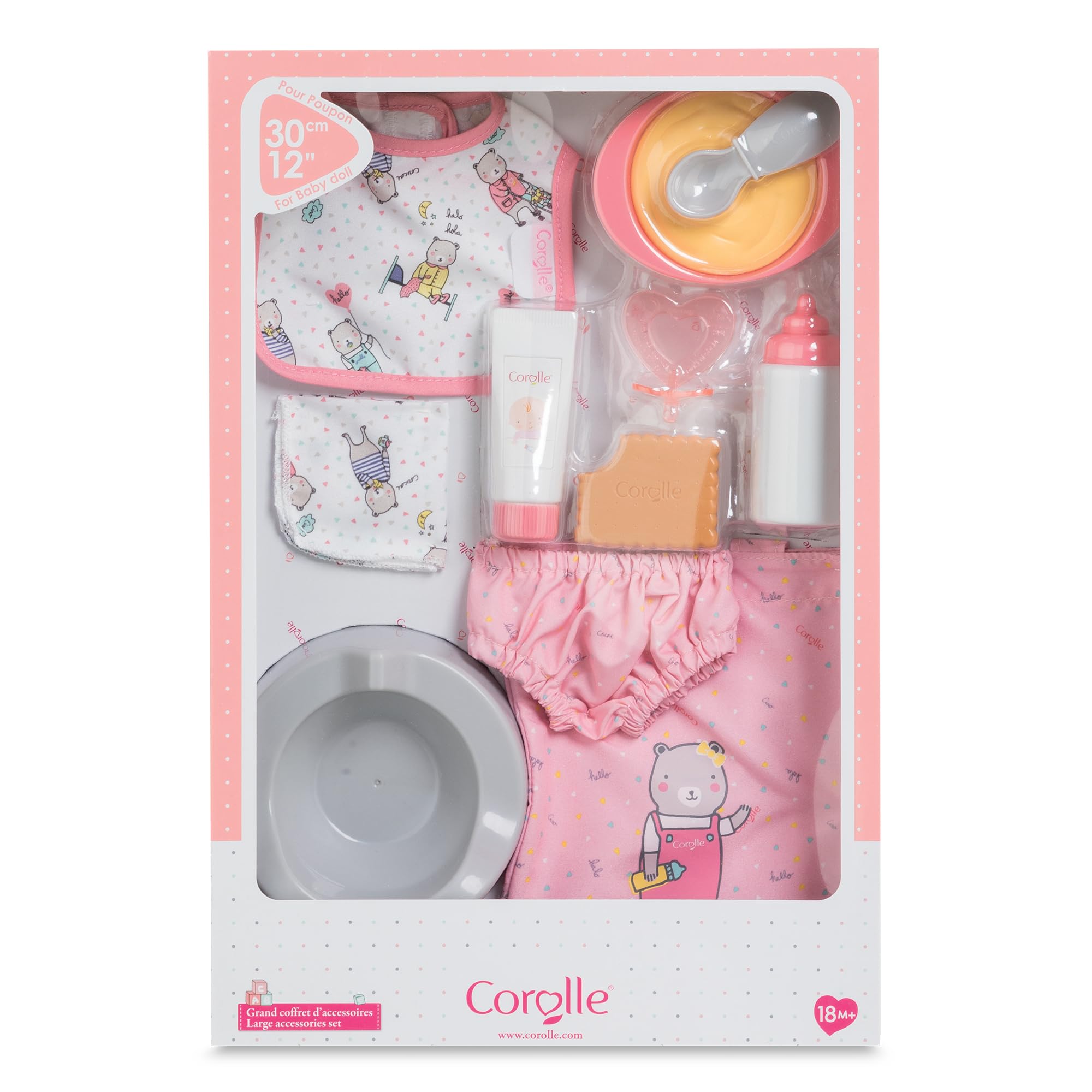 Corolle - Mon Premier Poupon, Grand Coffret d'Accessoires, pour Poupon 30cm, dès 18 Mois, Rose, 9000110440