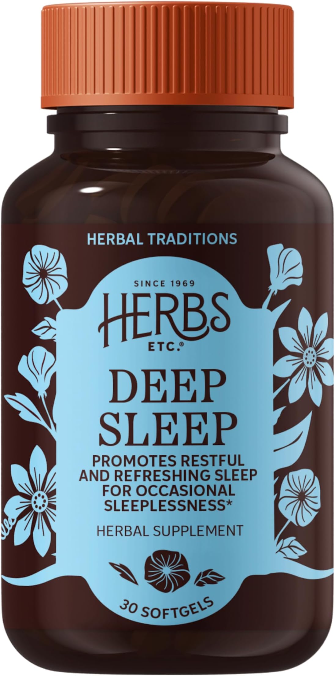Herbs Etc. Deep Sleep Softgels - Herbal Sleep Support Supplement - Rest & Calming Support with Passionflower, Chamomile & Lemon Balm - 30 Softgels (30 Servings)