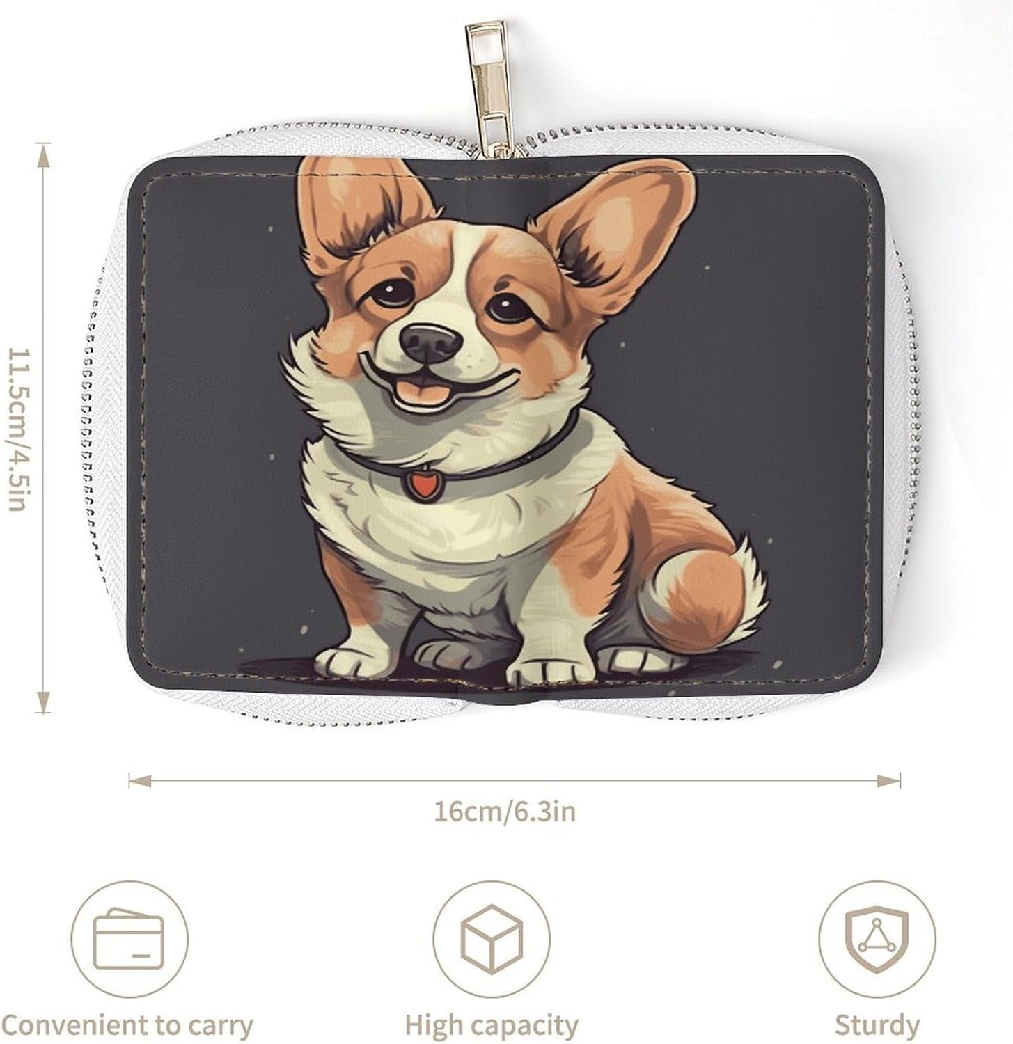 Cute Corgi Dog Illustration Card Holder RFID Blocking,Credit Card Wallet for Women And Men,Card Case Organizer Bag with Zipper