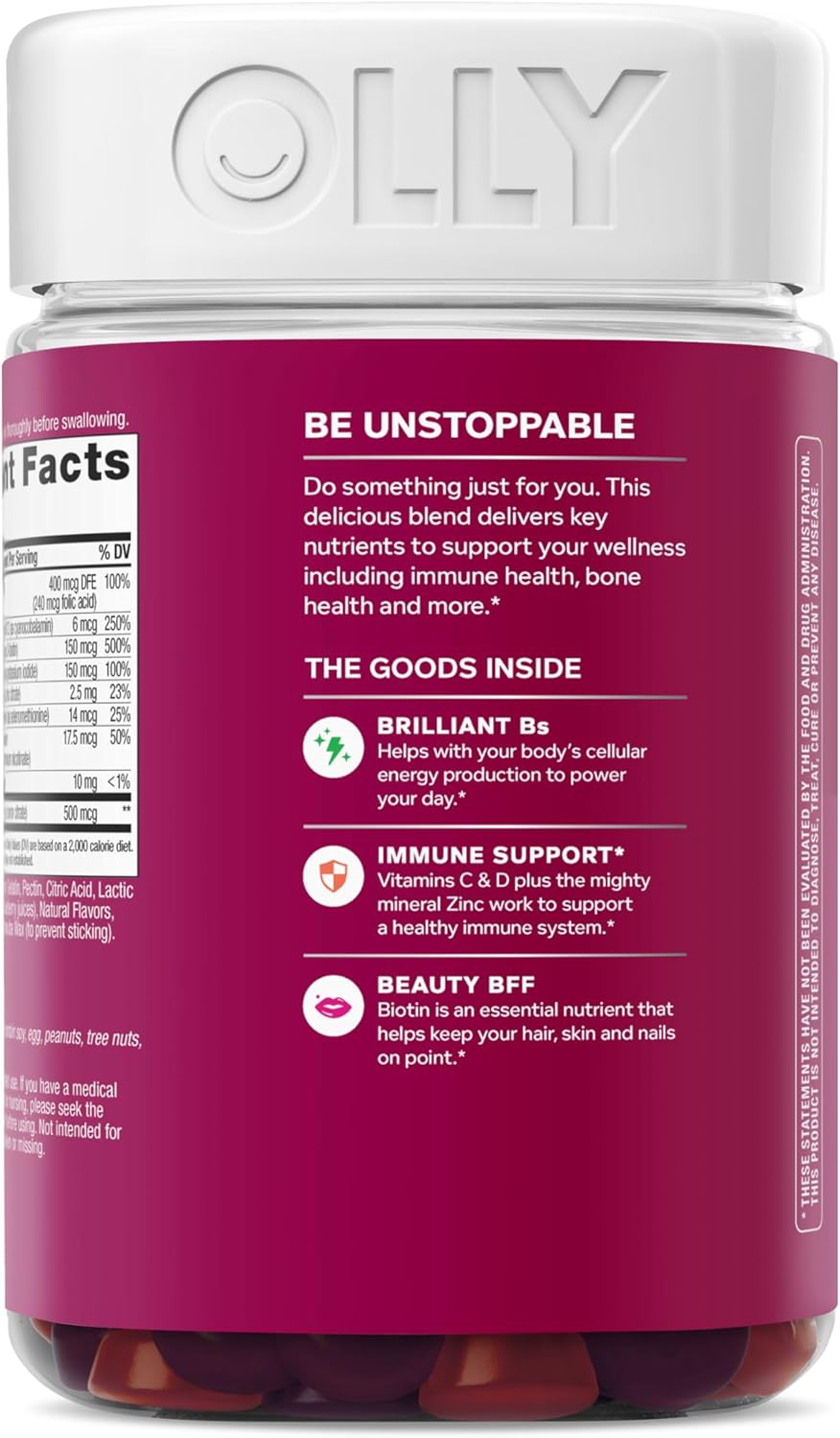 OLLY Women's Multi Vitamin Gummies with Biotin, Blissful Berry (200 ct.)