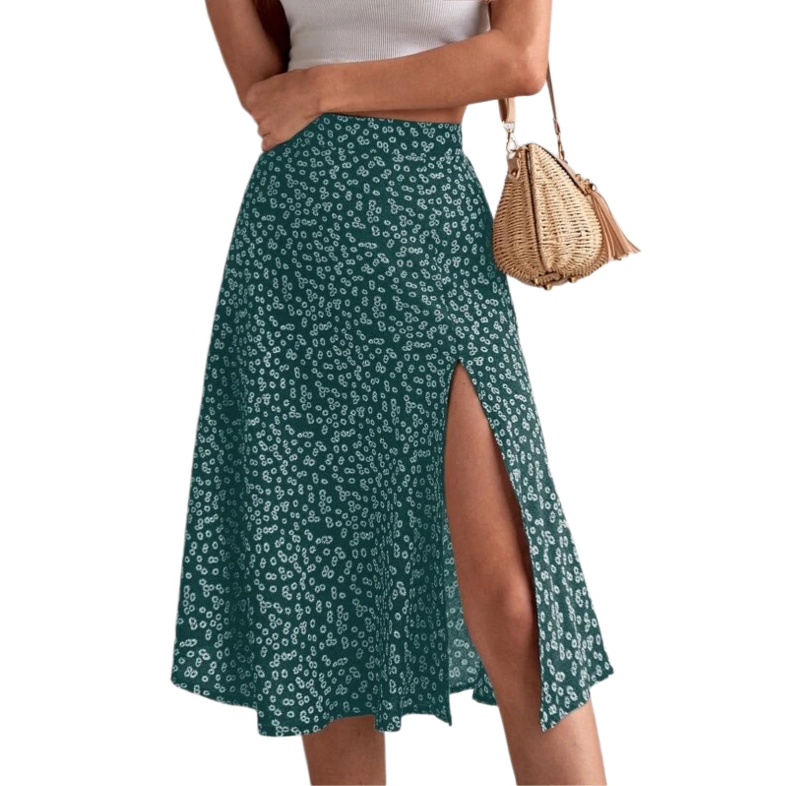 Robe zippée fleurie verte résout le manque de confort avec sa coupe fendue
