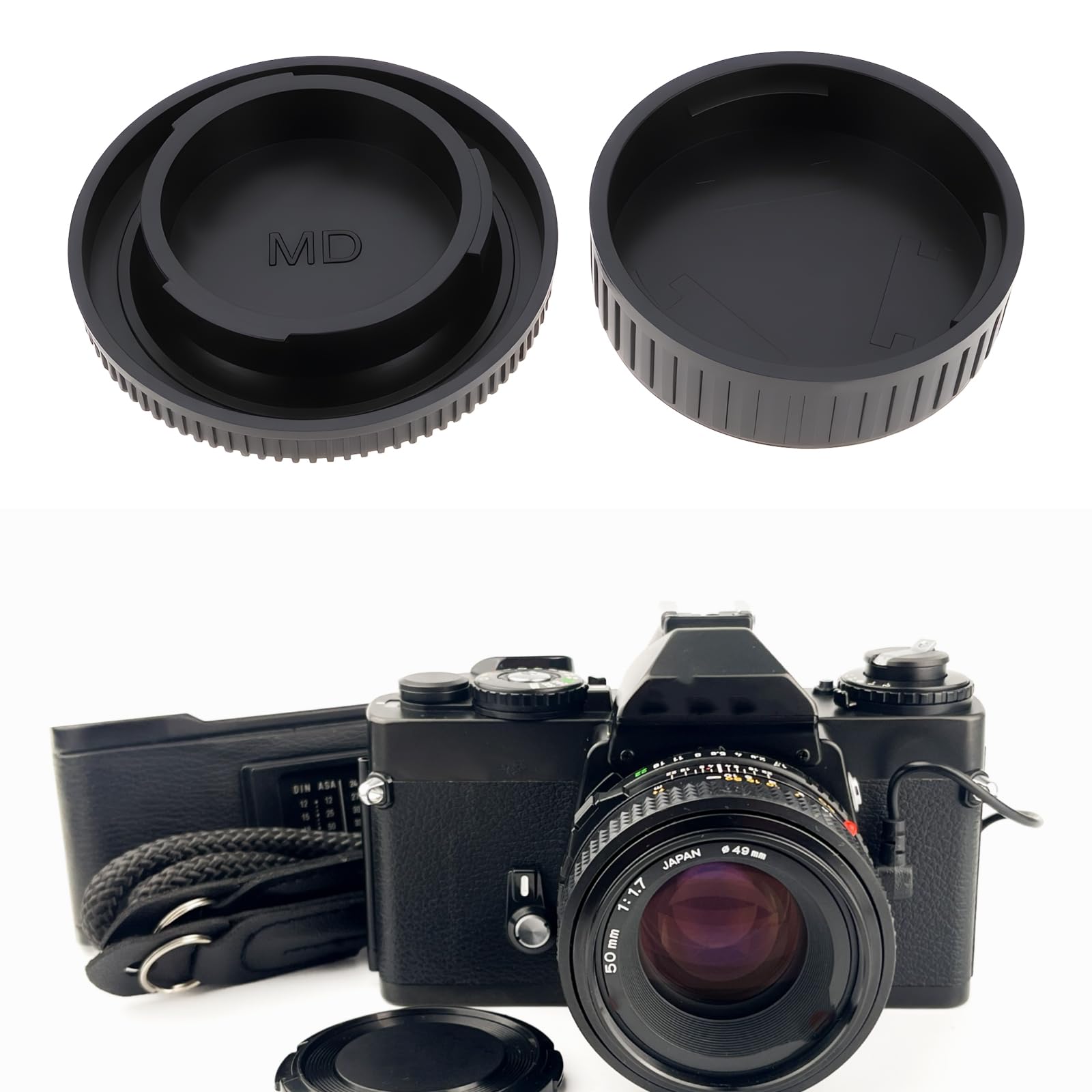 Kit De 2 Tapas De Cuerpo Y 2 Tapas Traseras De Objetivo Para Cámaras Minolta Con Montura MD – Protección Contra Polvo Y Humedad