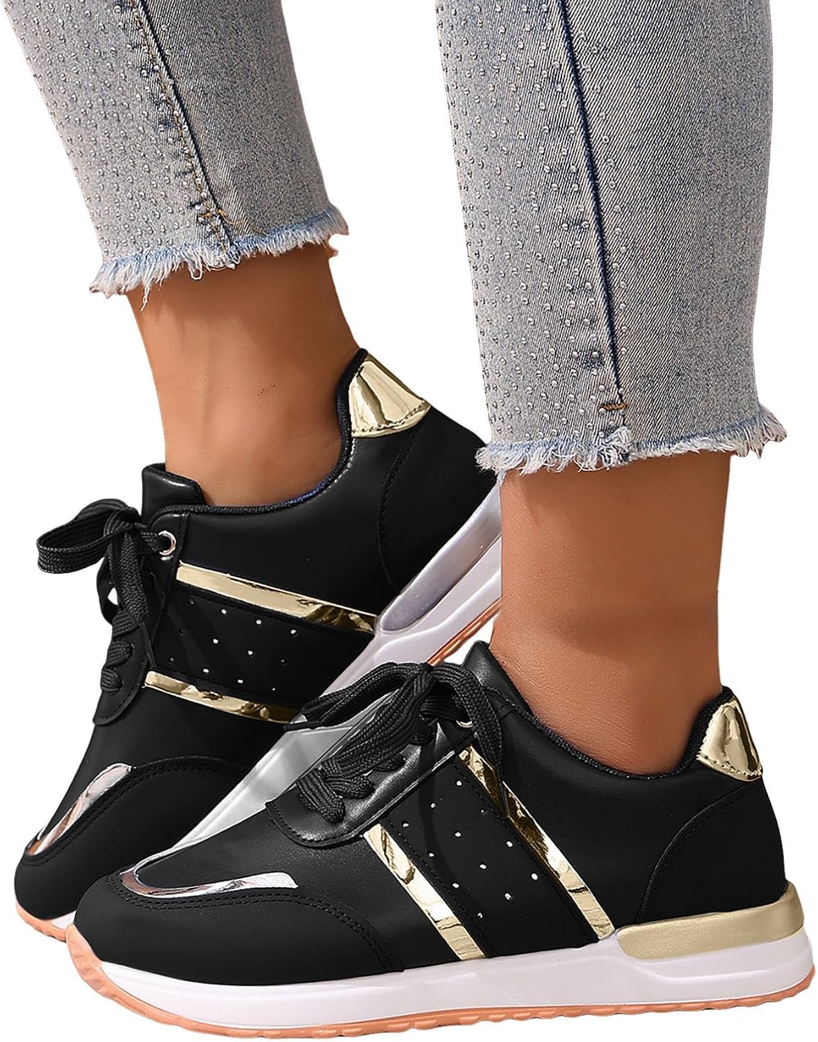 IWIHMIV Women's Walking Running Shoes Tennis Casual Fashion Thick Soled Sneakers Non Slip Sport Athletic Shoes