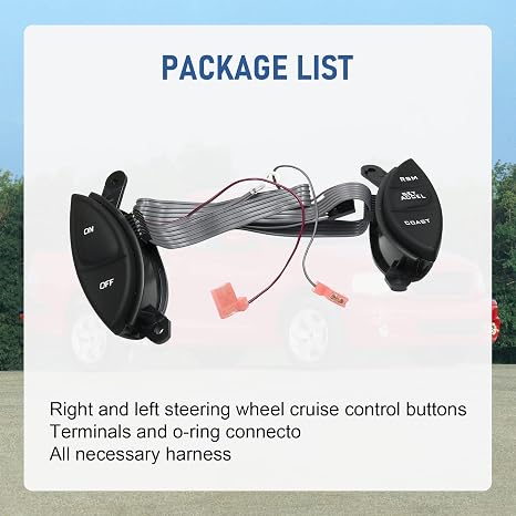 Steering Wheel Mounted Cruise Control Switch Button Kit Replacement for Ford Ranger 1998-2003, for Explorer Sport Trac 2001-2005, for Mercury Mountaineer, for F150 for Mazda B3000 F87Z9C888BB
