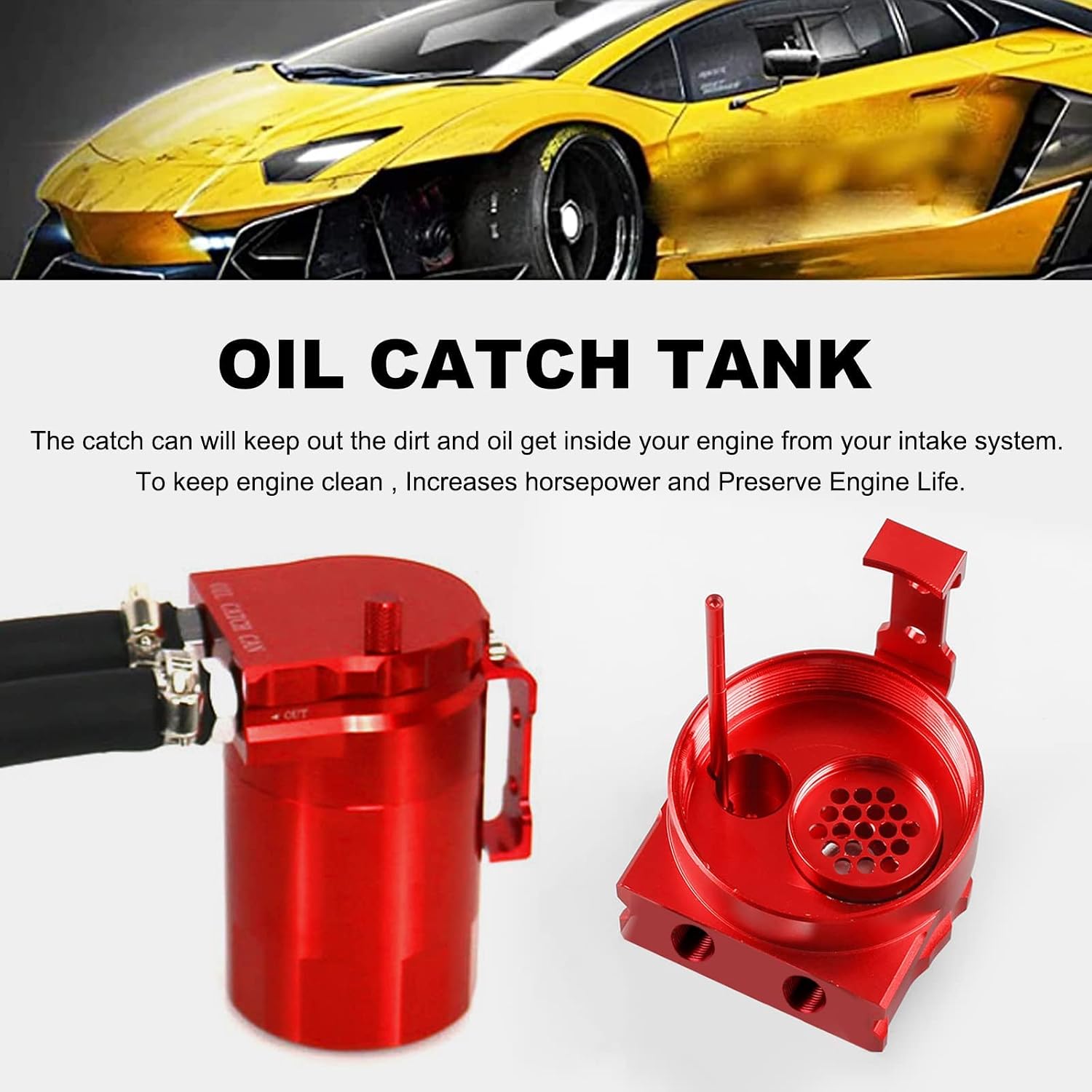 Ryanstar Oil Catch Can Kit Oil Separator Reservoir Tank Baffled Compatible with Ford F150 2.7EB 3.5EB 5.0L Passenger Side 2011-2021，Raptor 3.5L Ecoboost 2017-2021, Expedition 3.5L EcoBoost 2018-2021