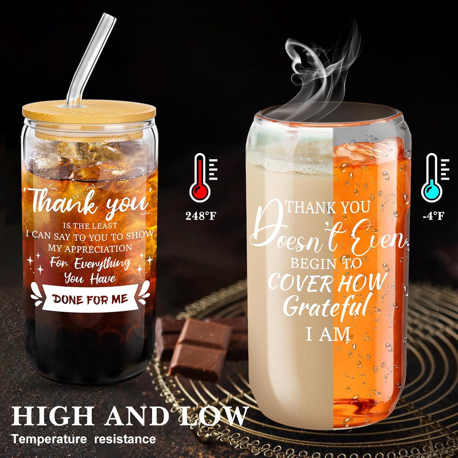 16 Set Teacher Appreciation Gifts Bulk Thank You Team Gift for Coworker Employee Staff Graduation Gift 16 oz Can Shaped Beer Glass Cup with Lid and Straw for Teacher Nurse(Thanks)