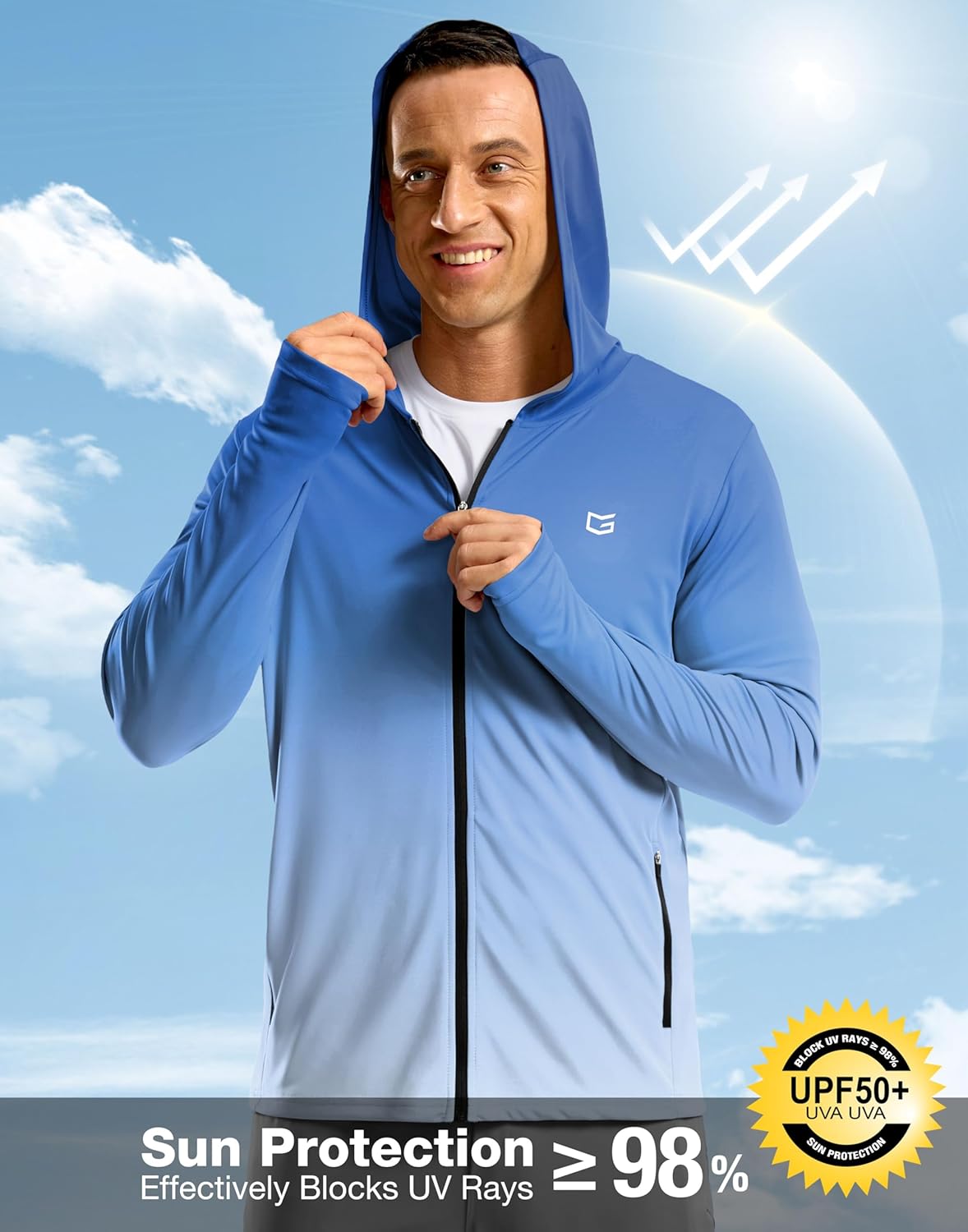 G Gradual Men's UPF 50+ Sun Protection Hoodie Jacket Lightweight Full Zip Hoodies Long Sleeve Shirts for Men Hiking Fishing - Image 3