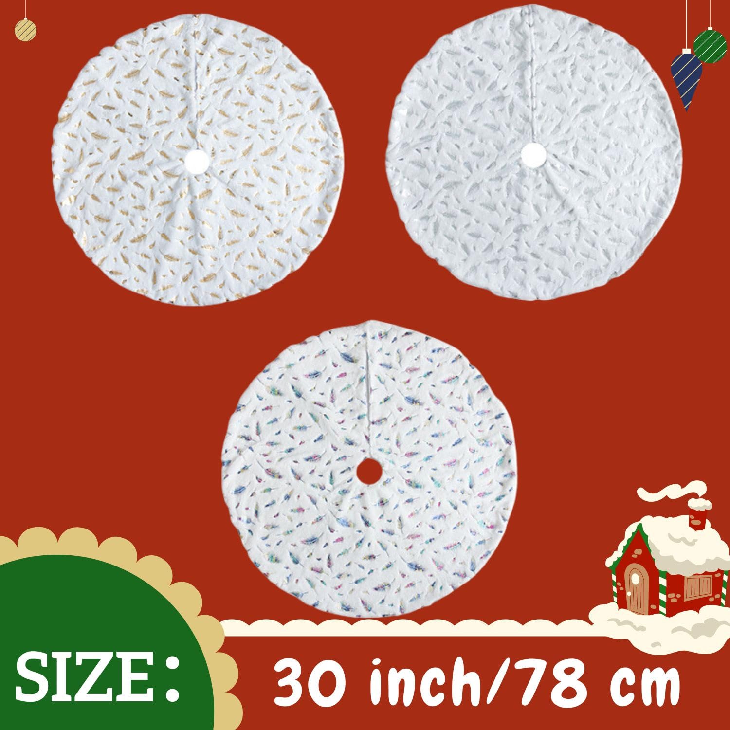 Jupe Sapin Noël Deggodech - Fausse Fourrure Blanche Flocons Argent Jupe Arbre Fausse Fourrure